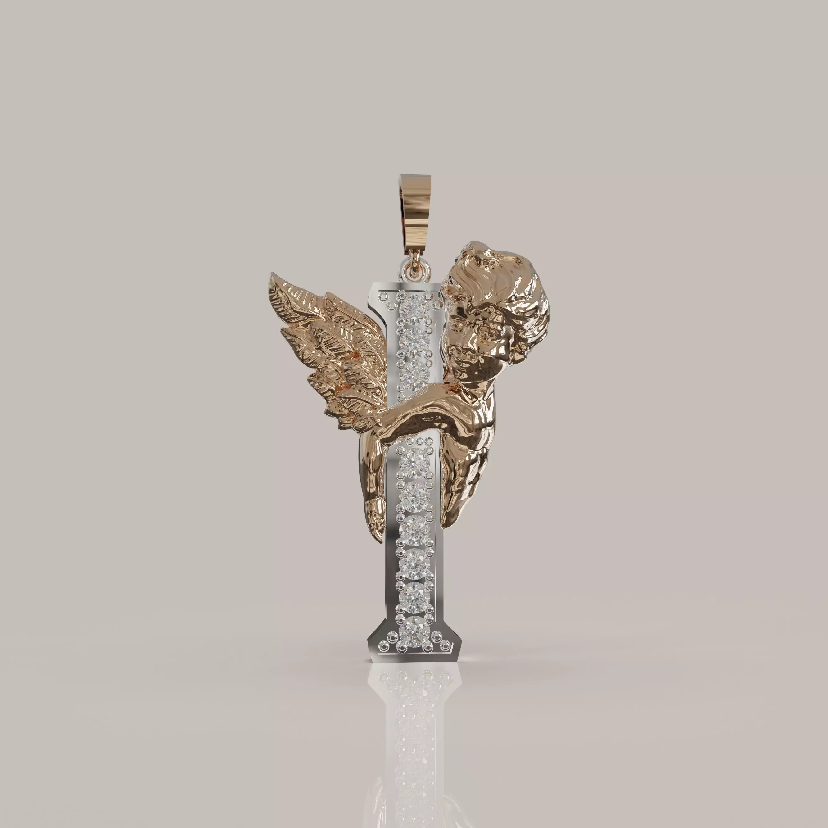Angel Letter I 3D Model for Jewelry Design Printable Model 3D print model