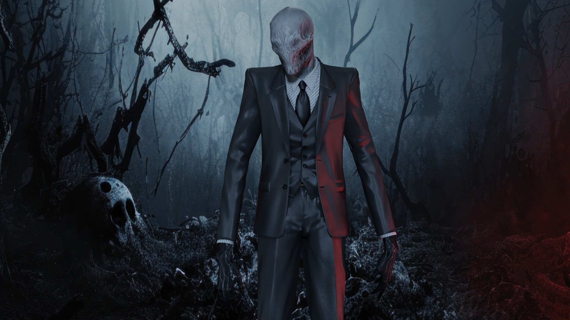 Slender man Low-poly 3D model_1