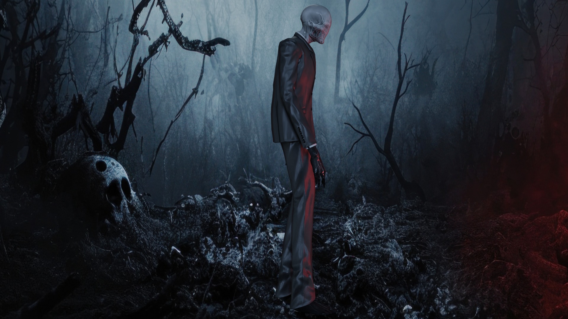 Slender man Low-poly 3D model_2