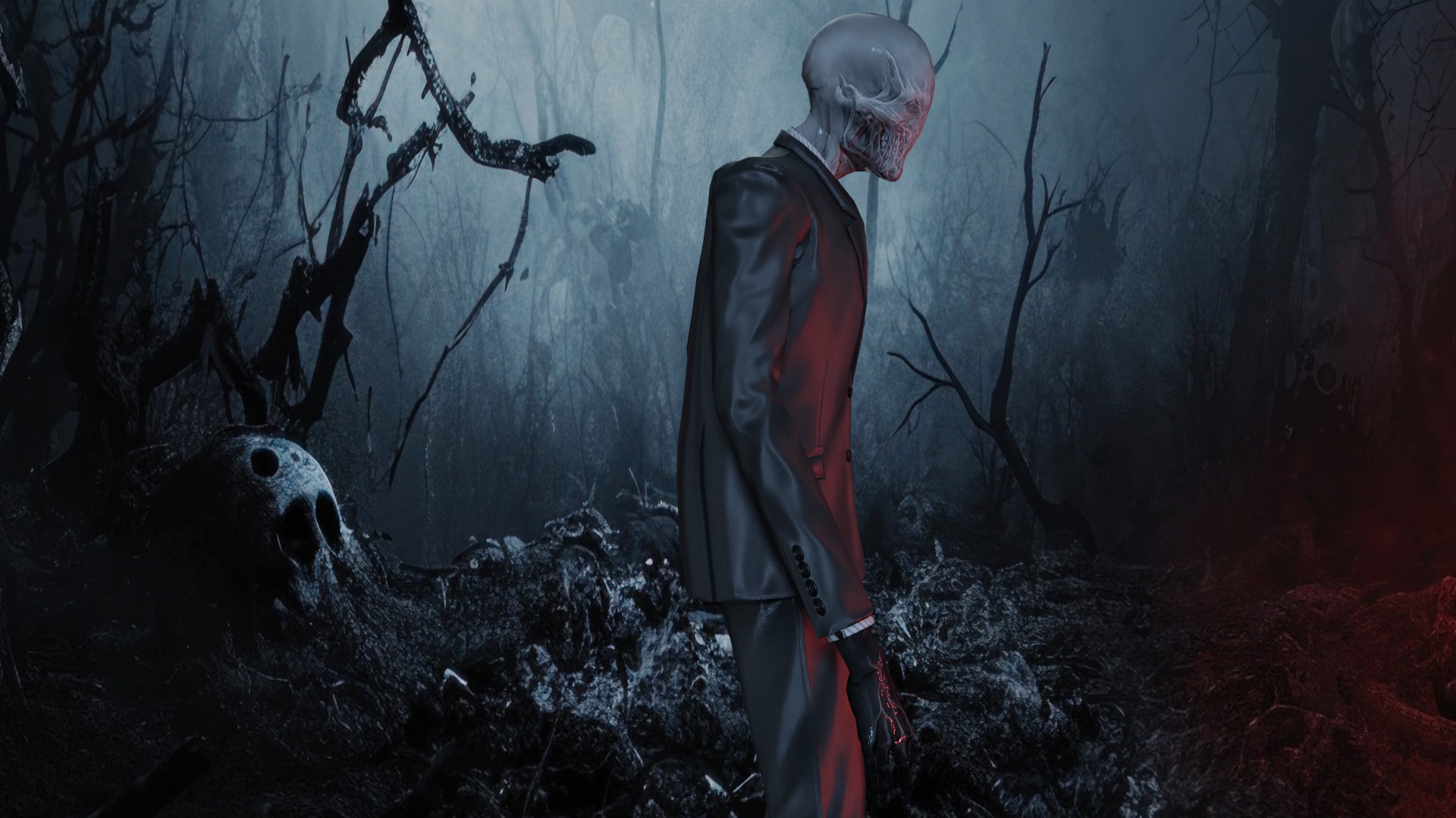 Slender man Low-poly 3D model_3