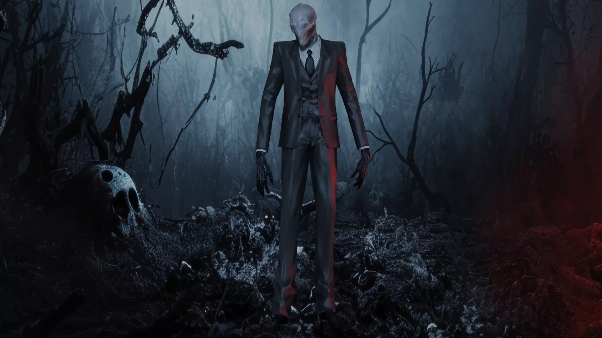 Slender man Low-poly 3D model_0