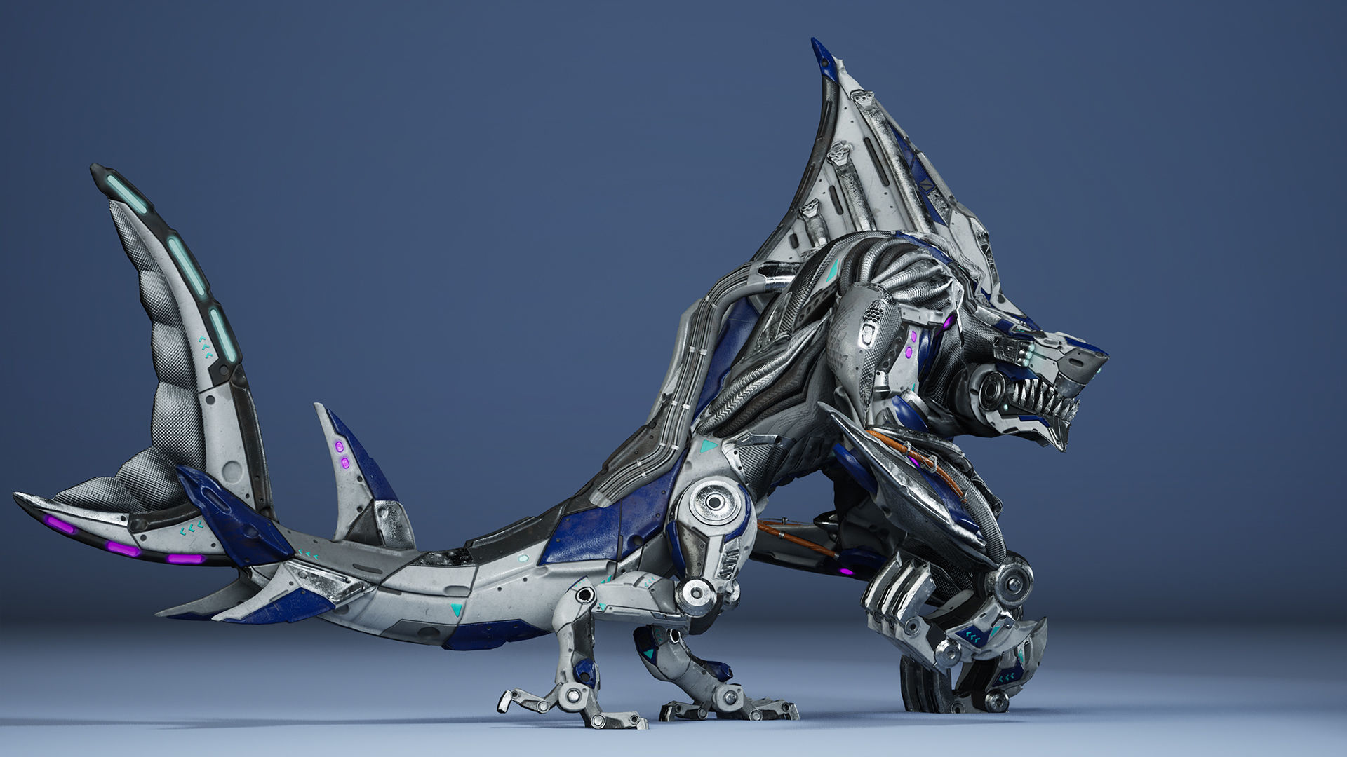 Sci-Fi Shark Low-poly 3D model_15