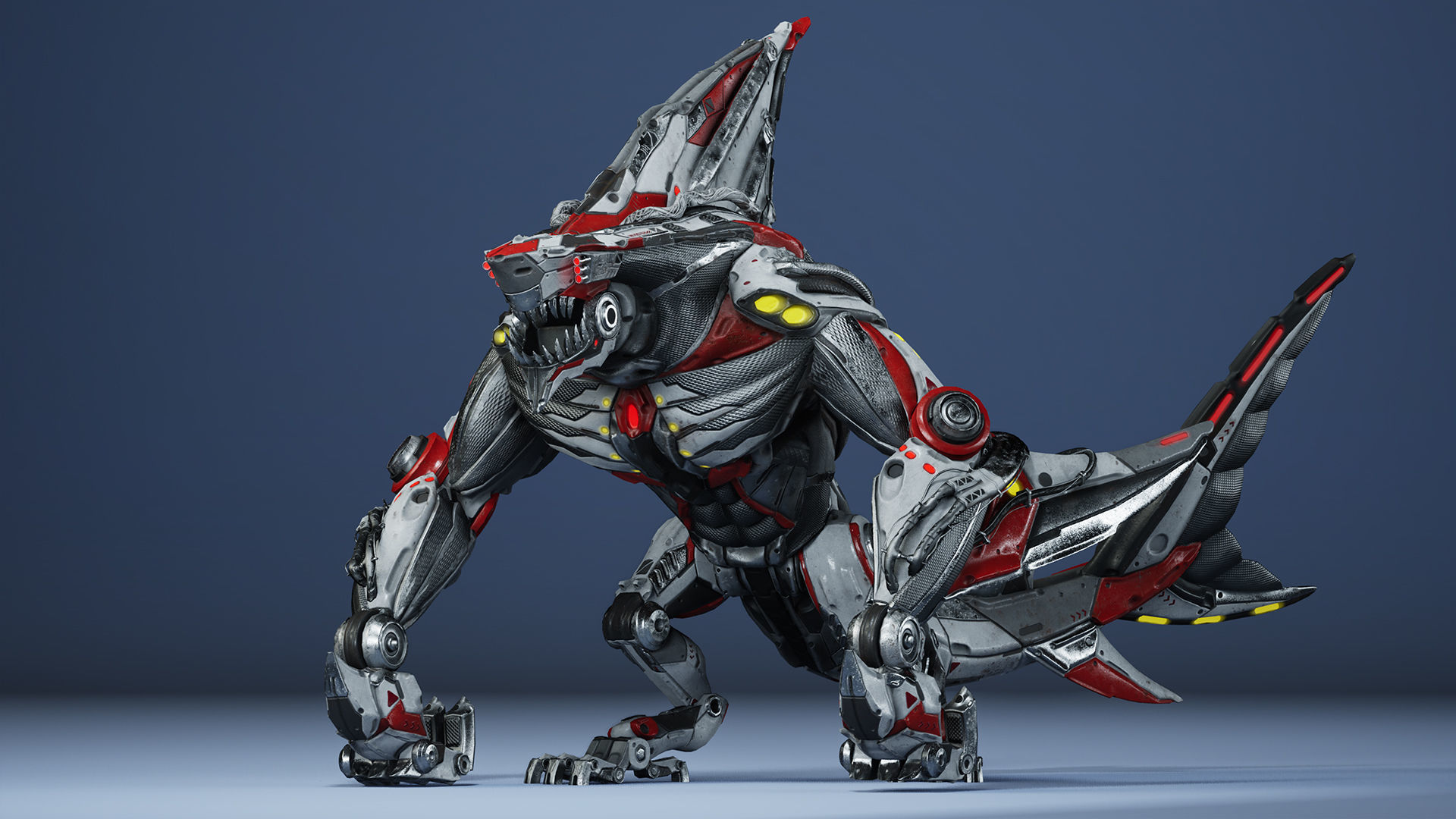 Sci-Fi Shark Low-poly 3D model_8