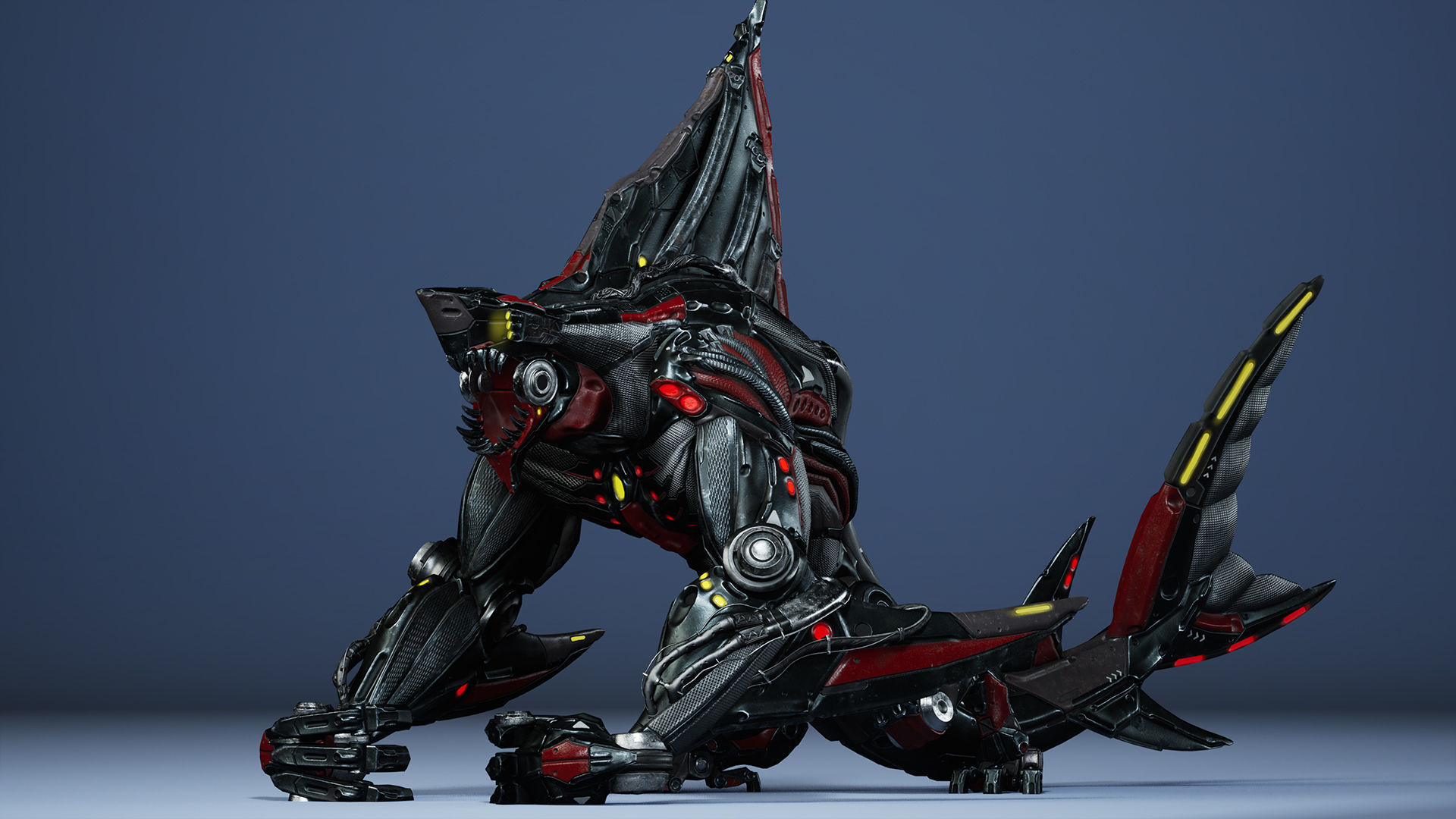 Sci-Fi Shark Low-poly 3D model_5