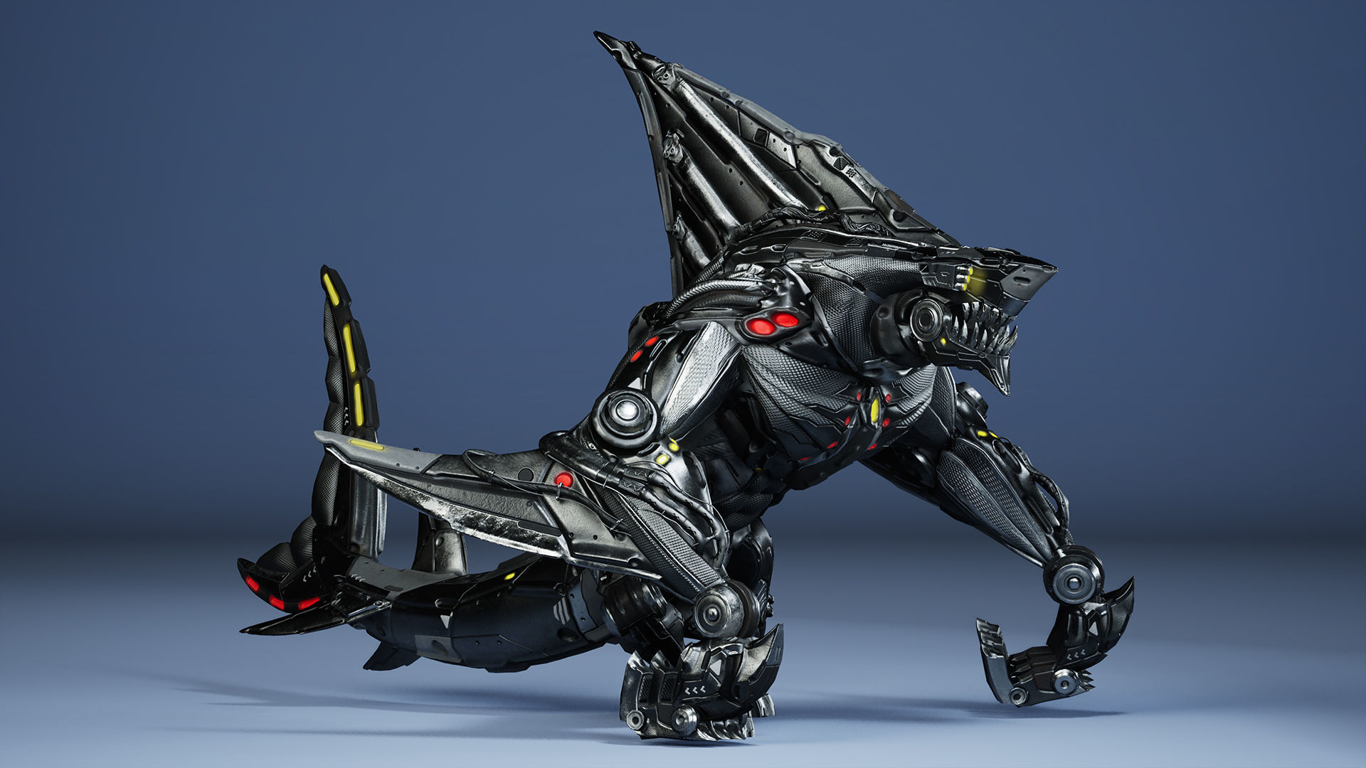 Sci-Fi Shark Low-poly 3D model_14