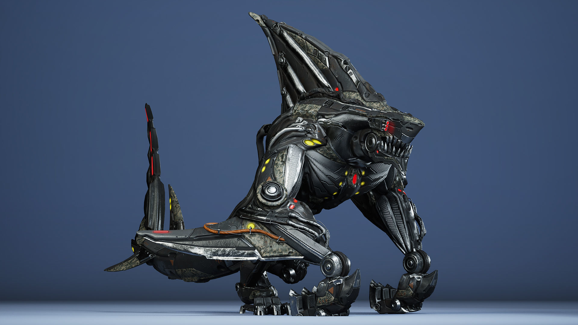 Sci-Fi Shark Low-poly 3D model_11