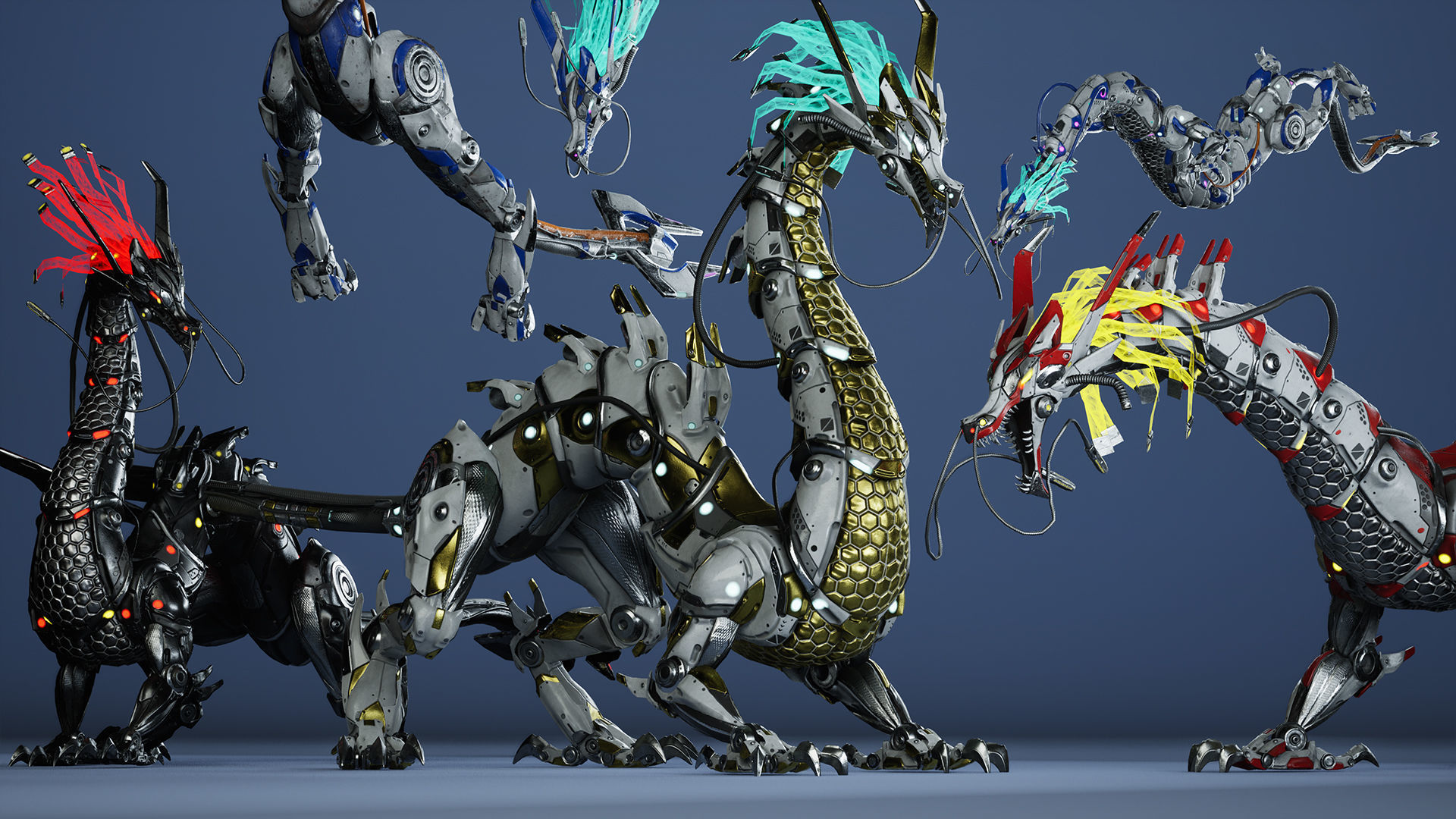 Sci-Fi Dragon Low-poly 3D model_10