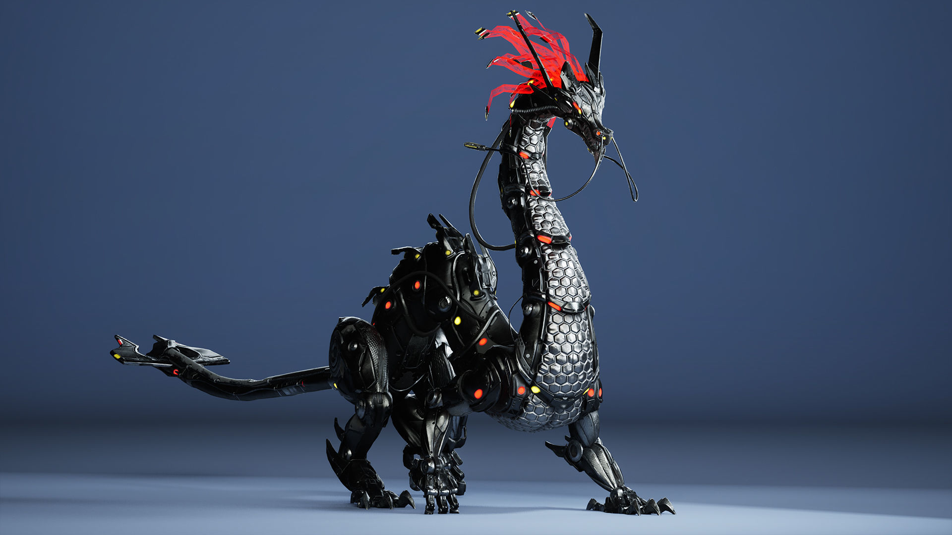 Sci-Fi Dragon Low-poly 3D model_14