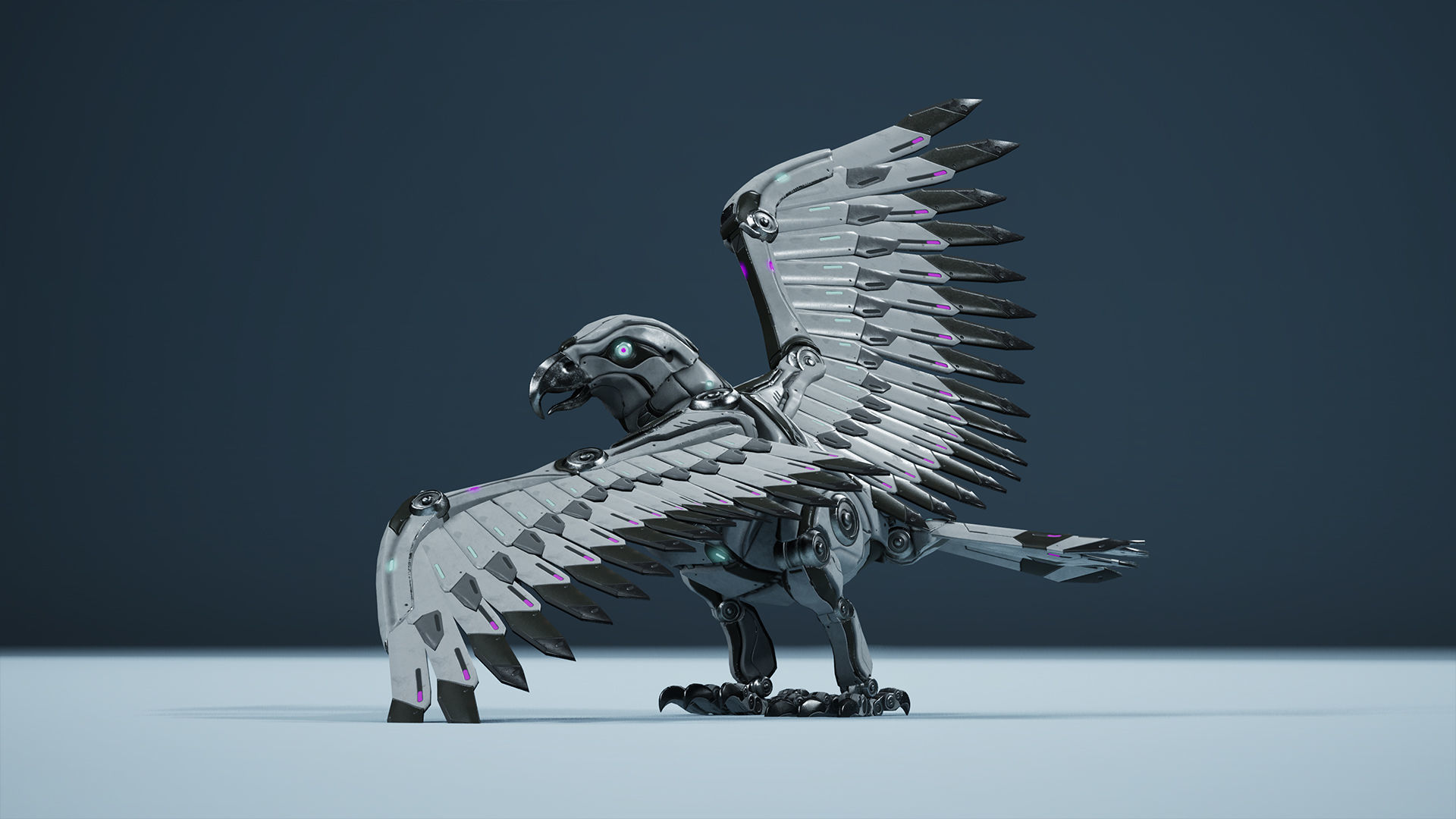 Sci-Fi Eagle Low-poly 3D model_7
