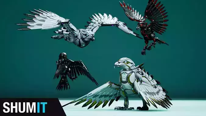 Sci-Fi Eagle Low-poly 3D model