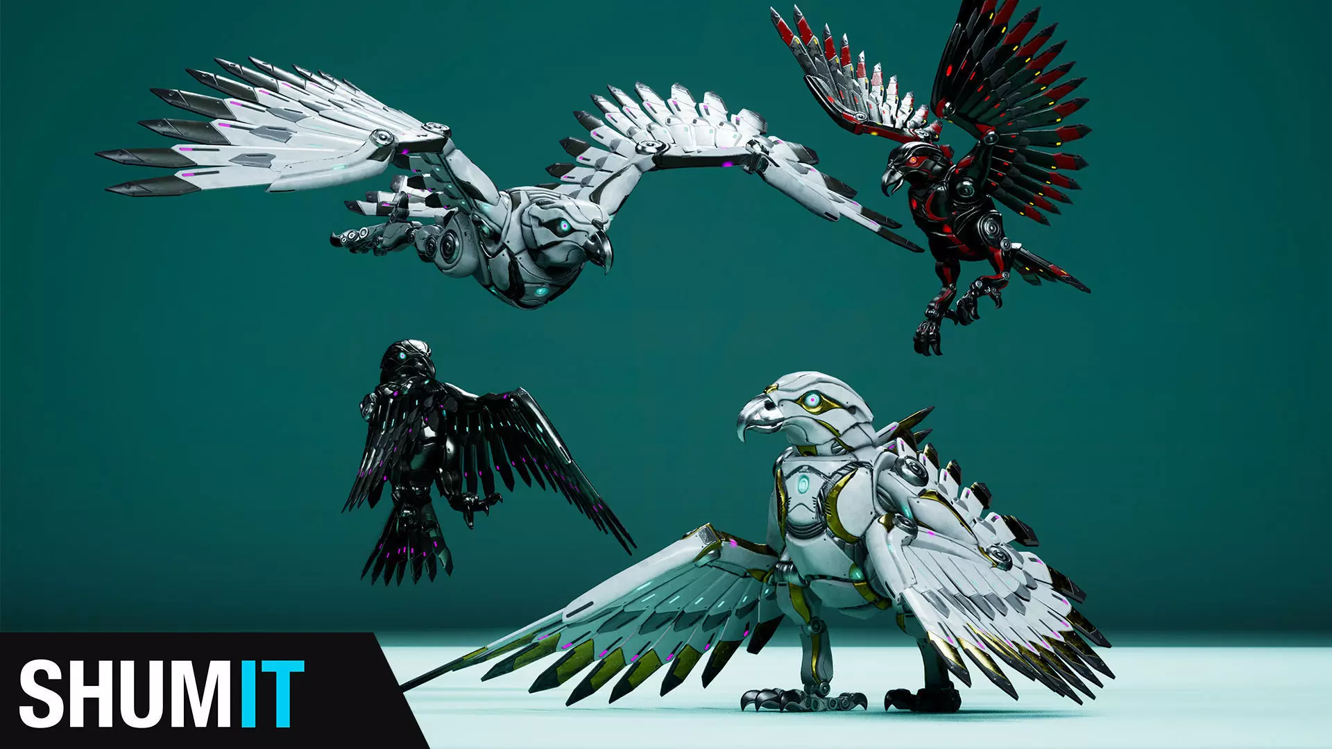 Sci-Fi Eagle Low-poly 3D model_0