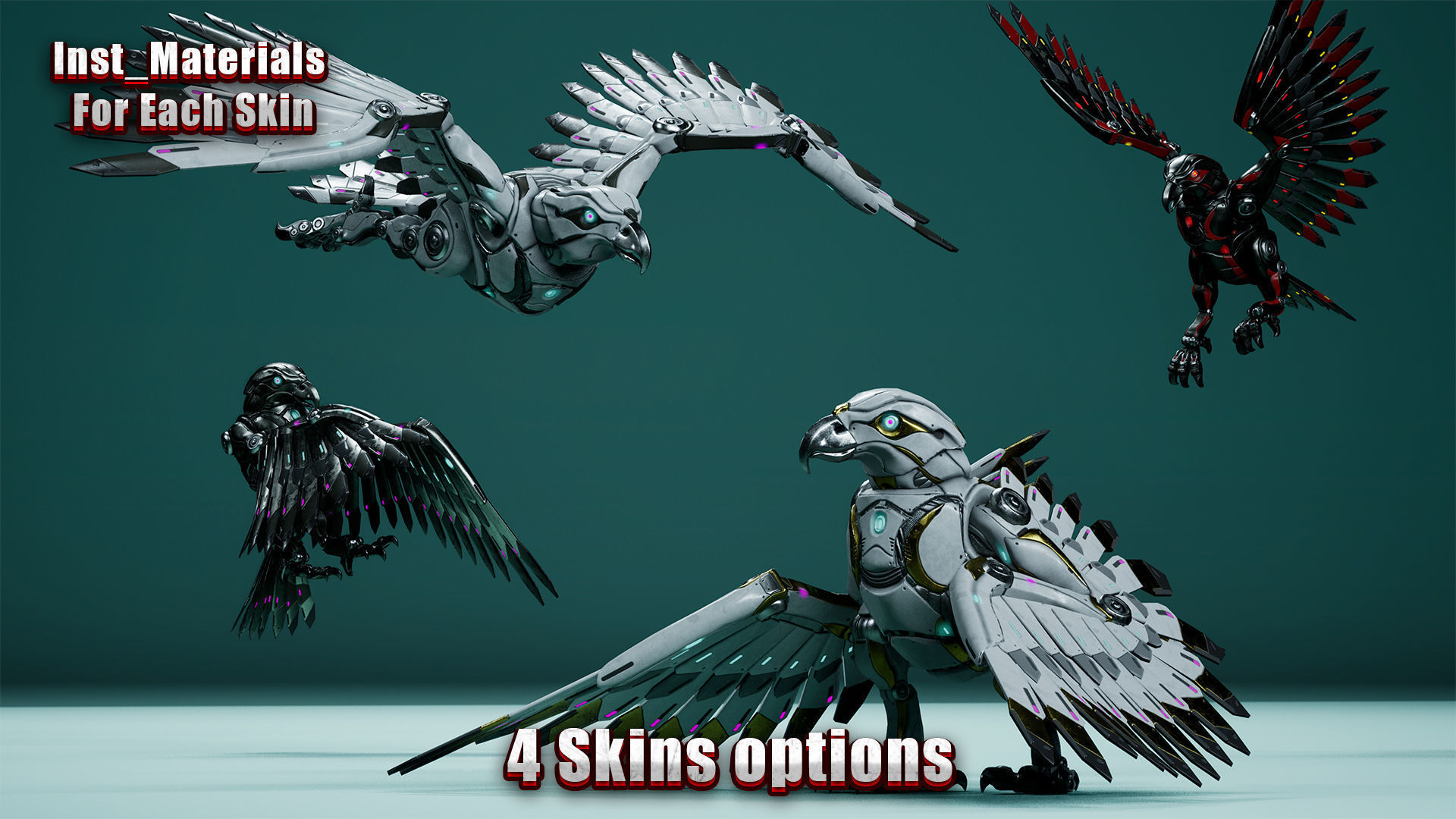 Sci-Fi Eagle Low-poly 3D model_13