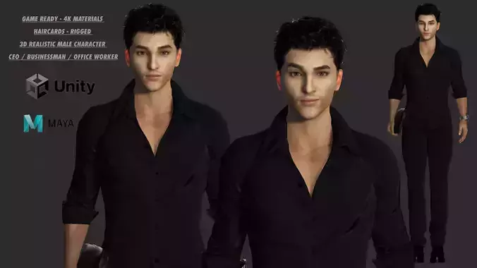 AAA 3D REALISTIC MALE CHARACTER - YOUNG BUSINESSMAN  CEO WORKER Low-poly 3D model AAA 3D REALISTIC MALE CHARACTER - YOUNG BUSINESSMAN  CEO WORKER Low-poly 3D model