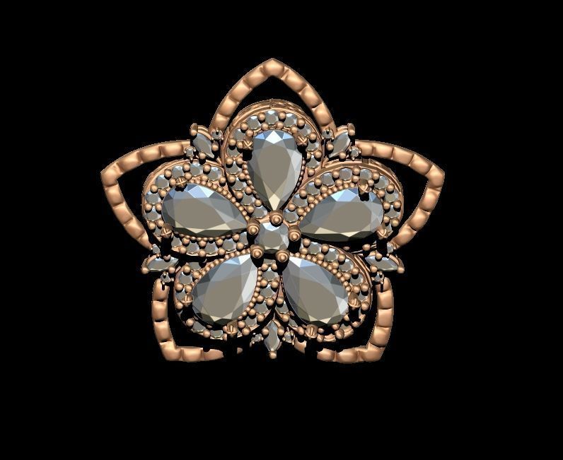 Flower Diamond Pendant 3D print model_2