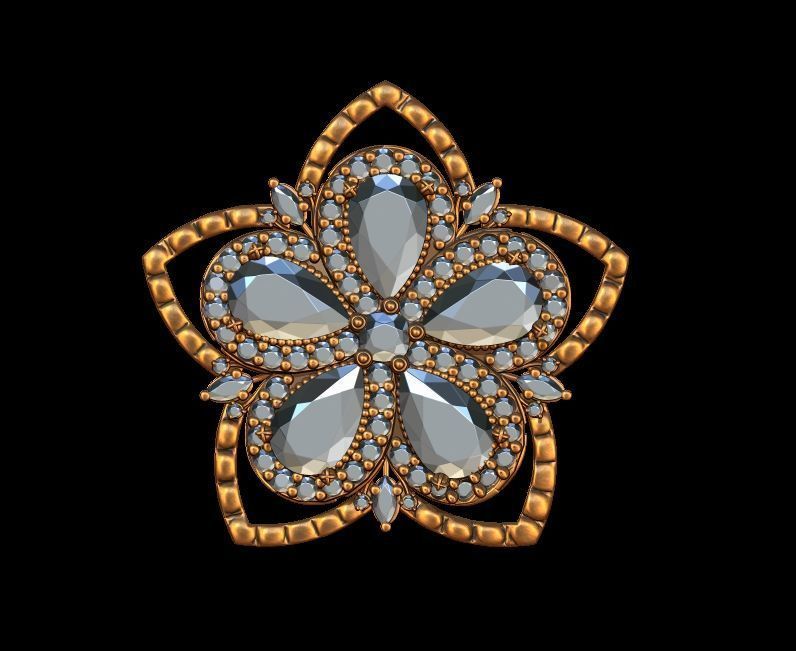 Flower Diamond Pendant 3D print model_1