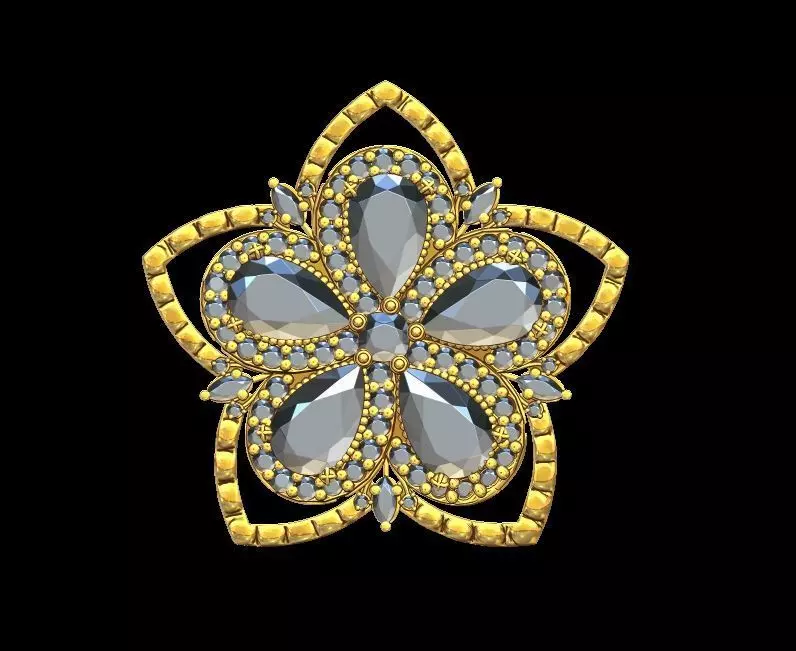 Flower Diamond Pendant 3D print model_0