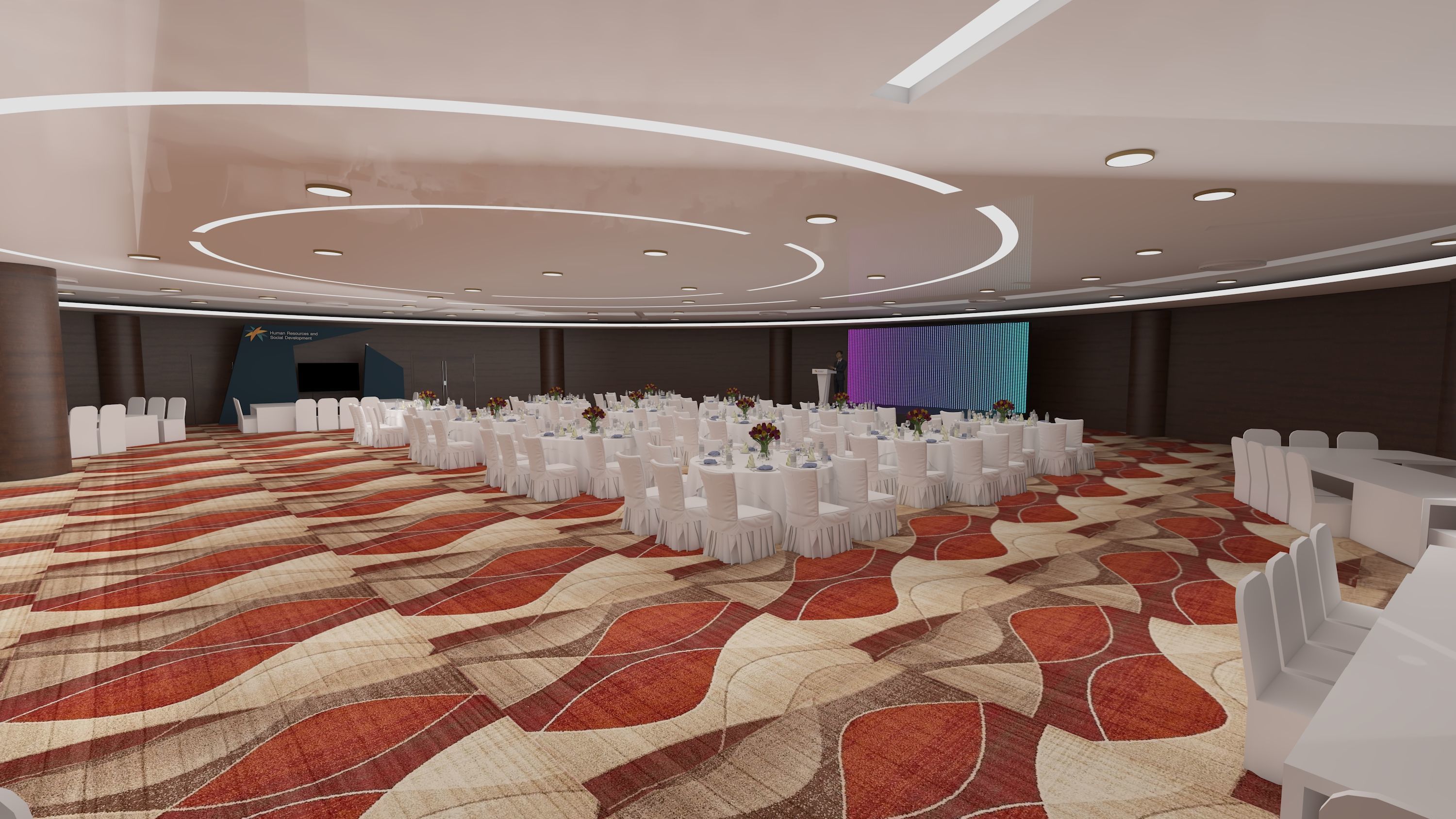 hall 25mx25m with stage and booths 3D model_6