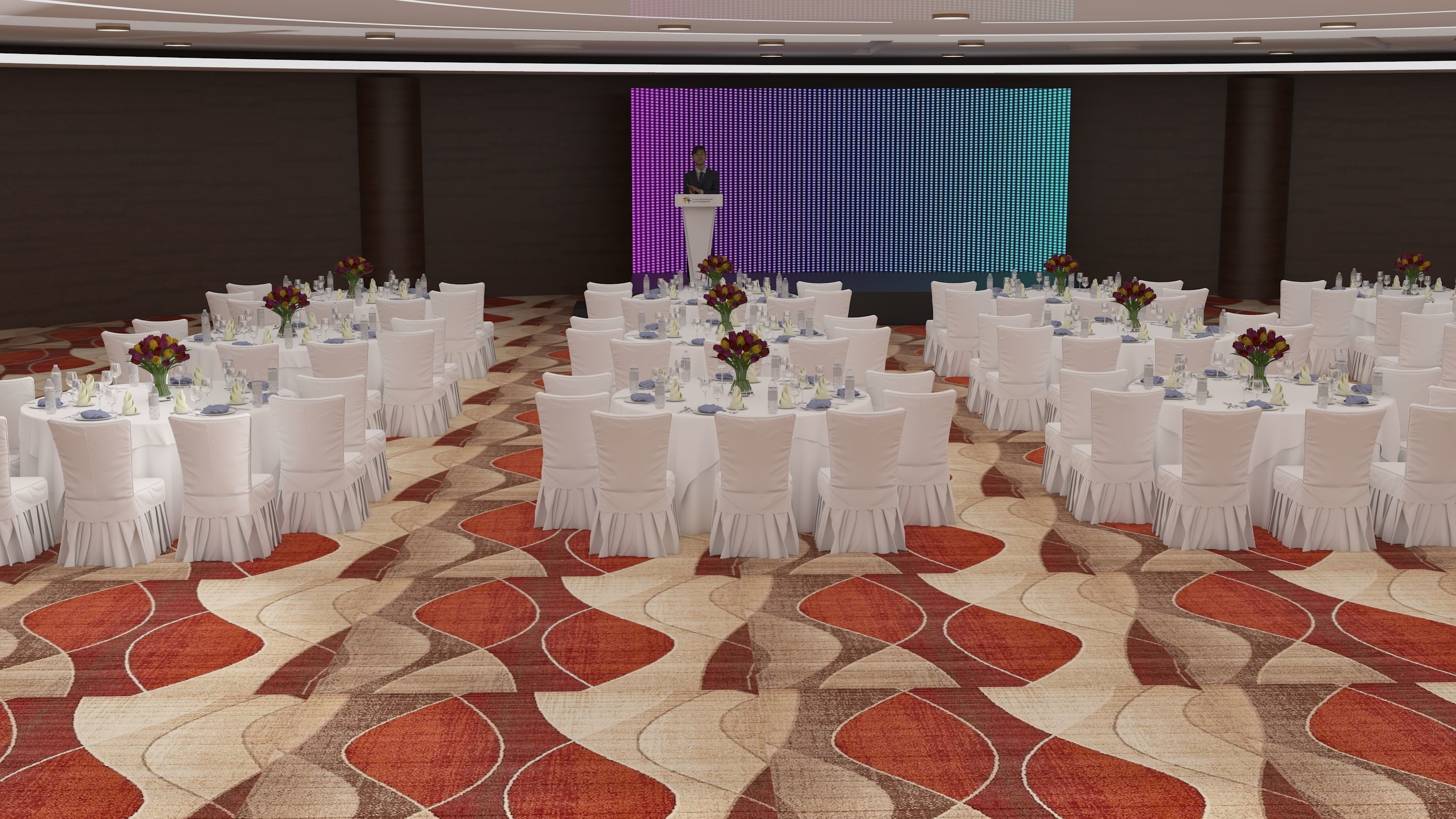 hall 25mx25m with stage and booths 3D model_4