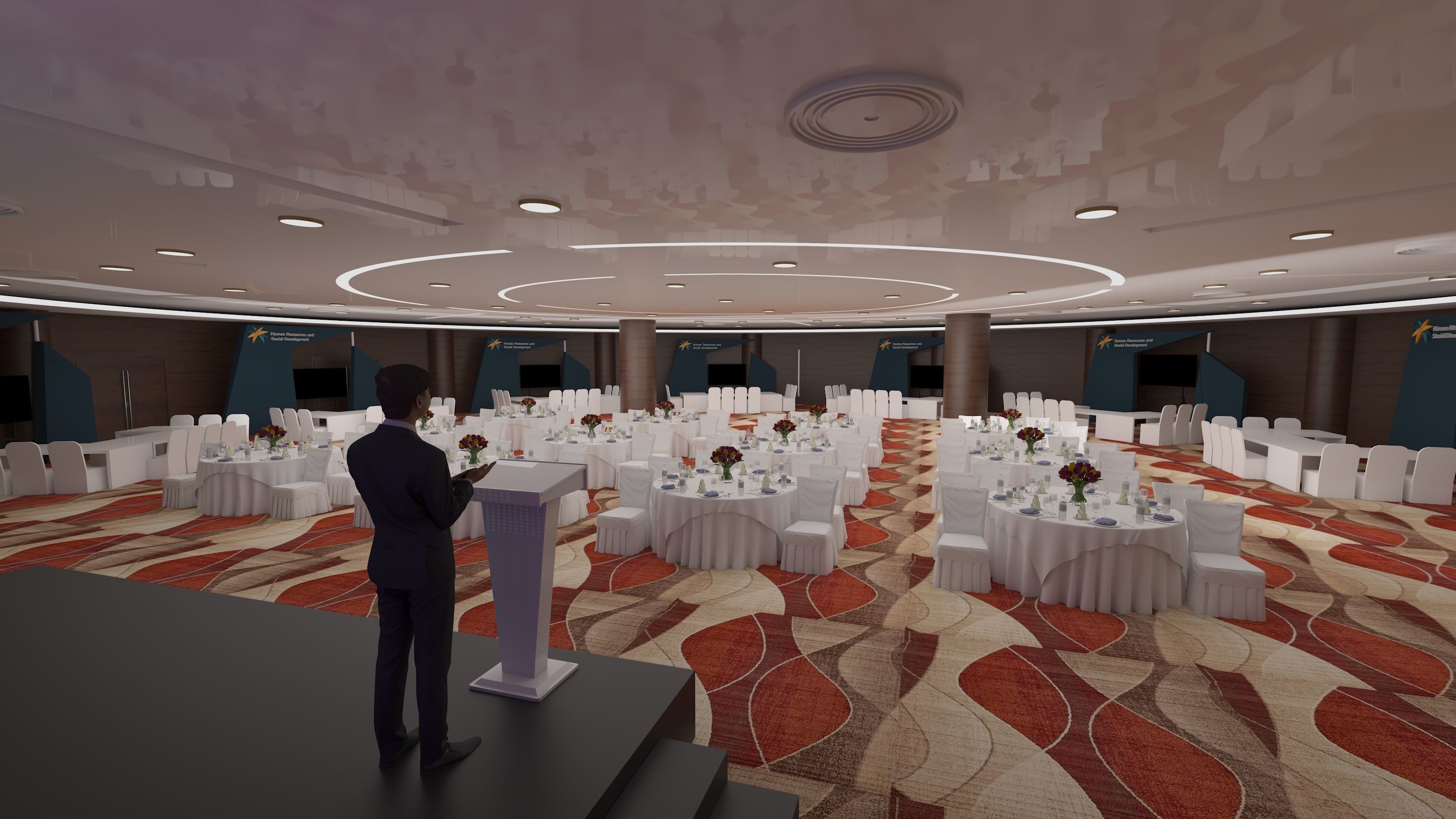 hall 25mx25m with stage and booths 3D model_10