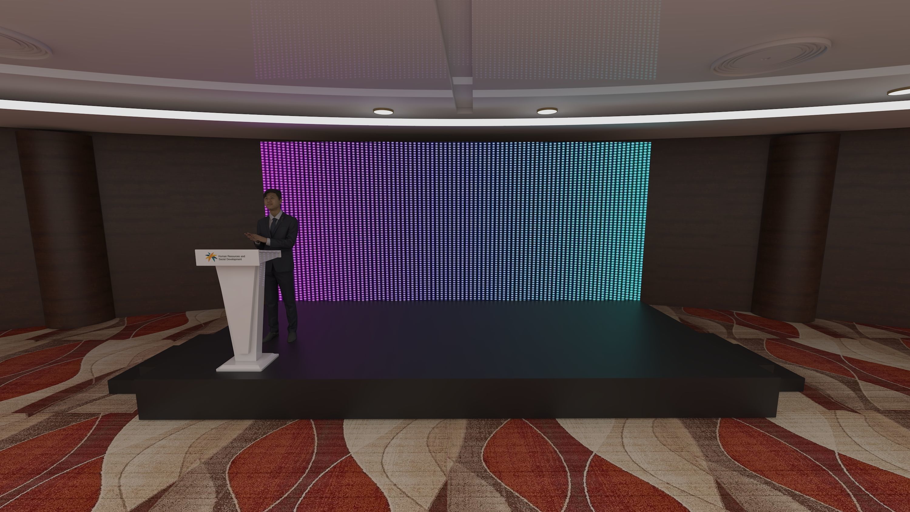 hall 25mx25m with stage and booths 3D model_8