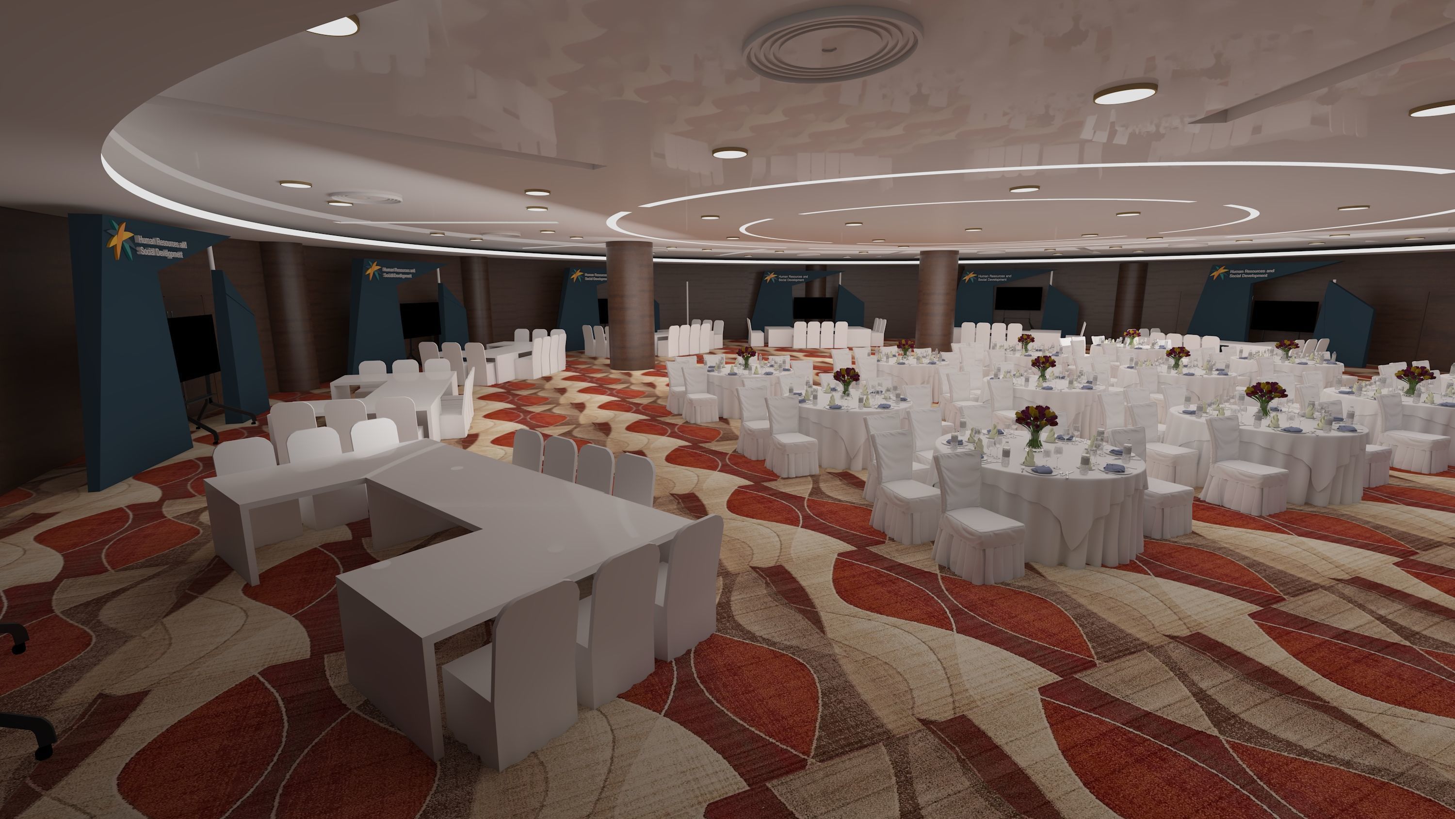 hall 25mx25m with stage and booths 3D model_7