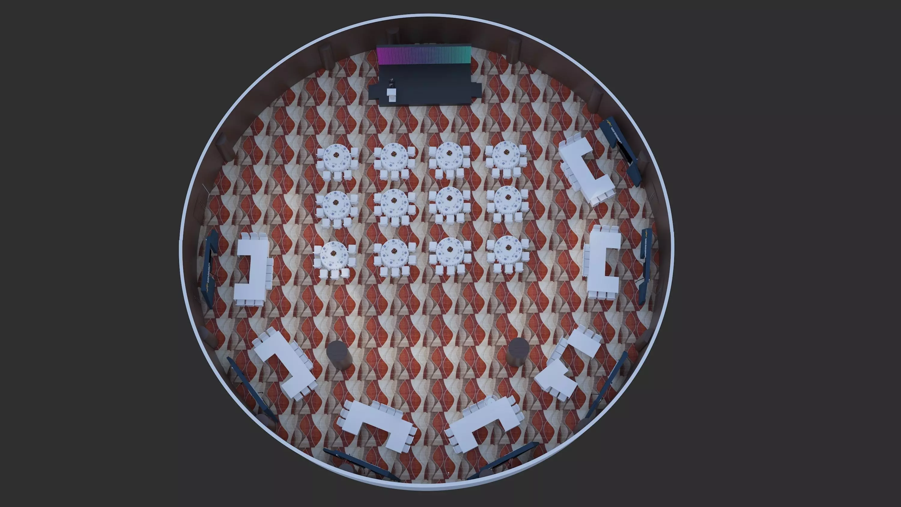 hall 25mx25m with stage and booths 3D model_0