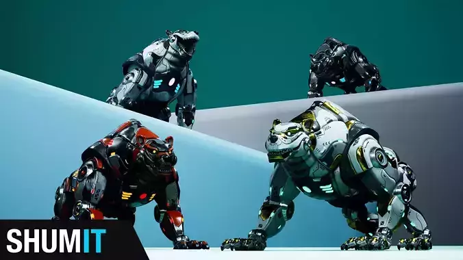 Sci-Fi Bear Low-poly 3D model
