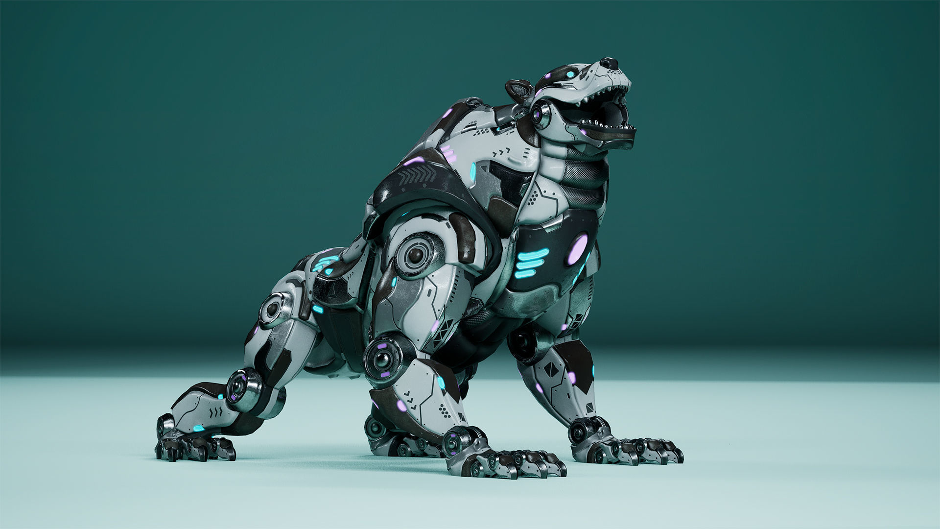 Sci-Fi Bear Low-poly 3D model_10