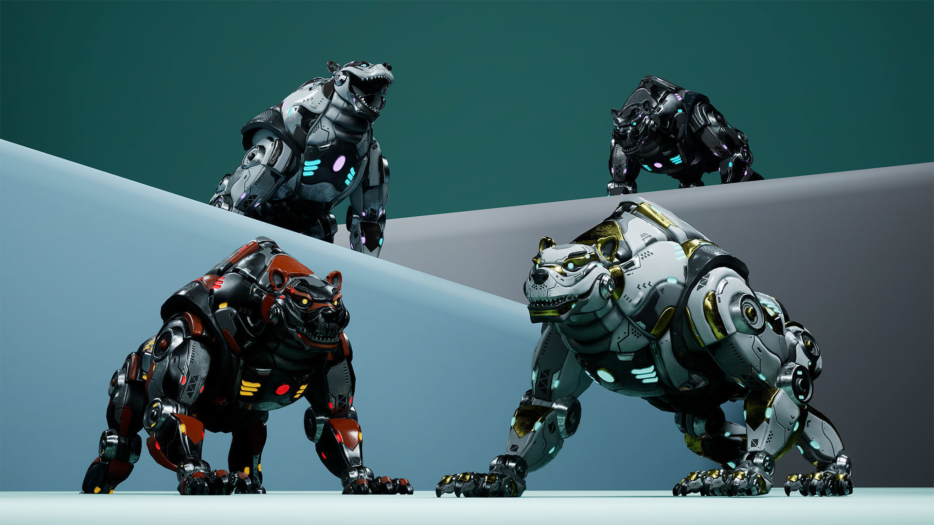 Sci-Fi Bear Low-poly 3D model_4