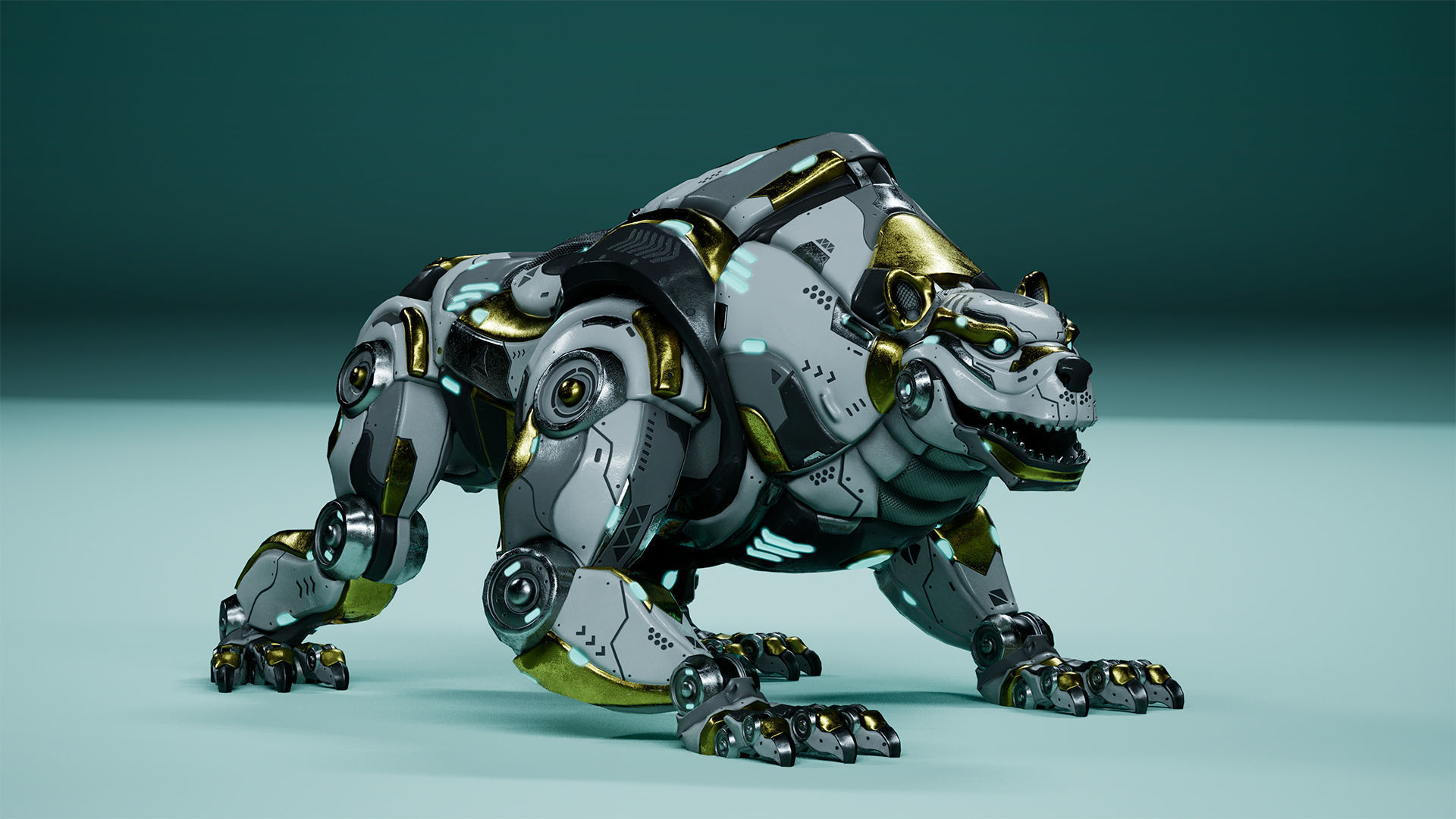 Sci-Fi Bear Low-poly 3D model_5