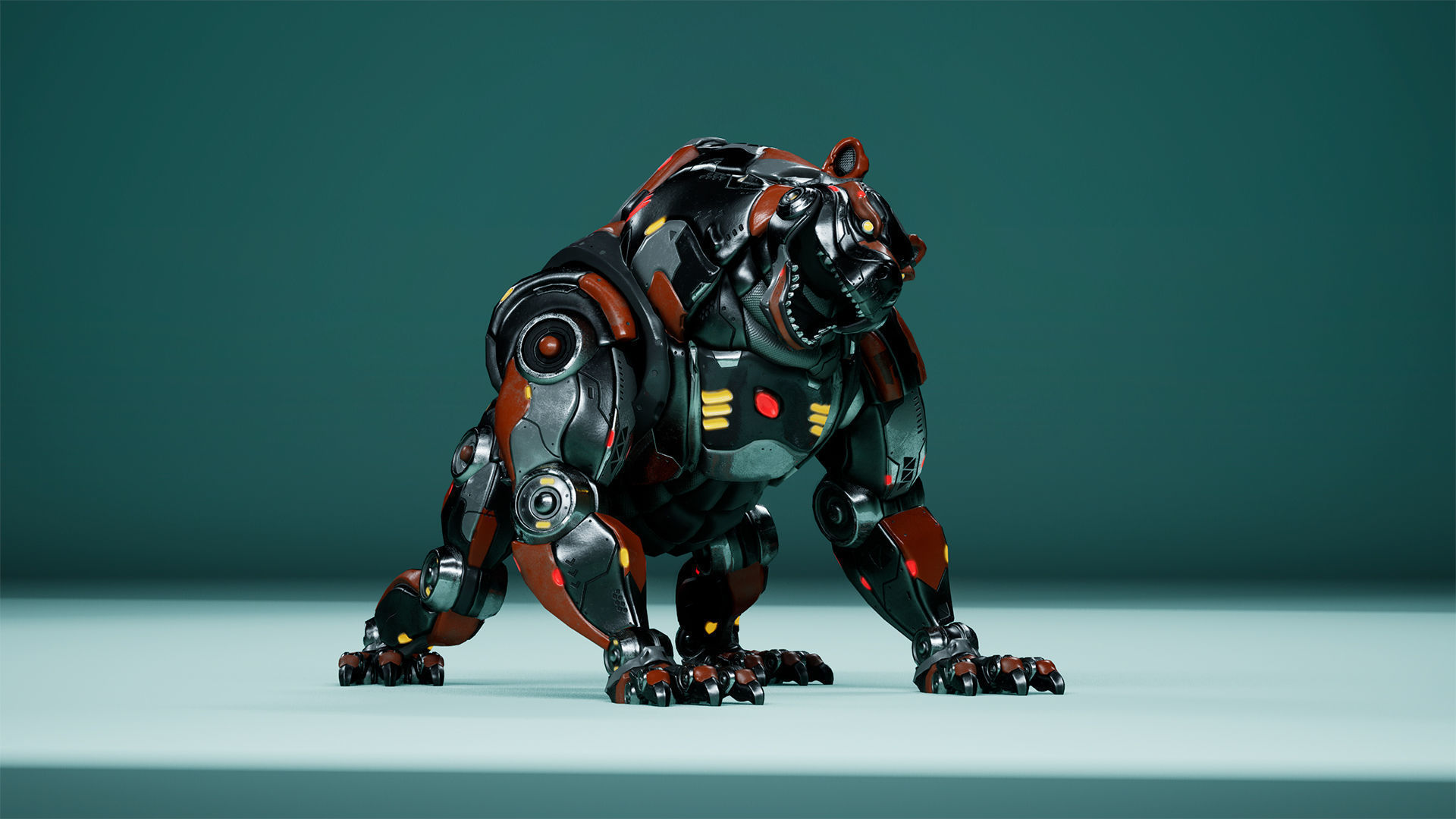 Sci-Fi Bear Low-poly 3D model_8