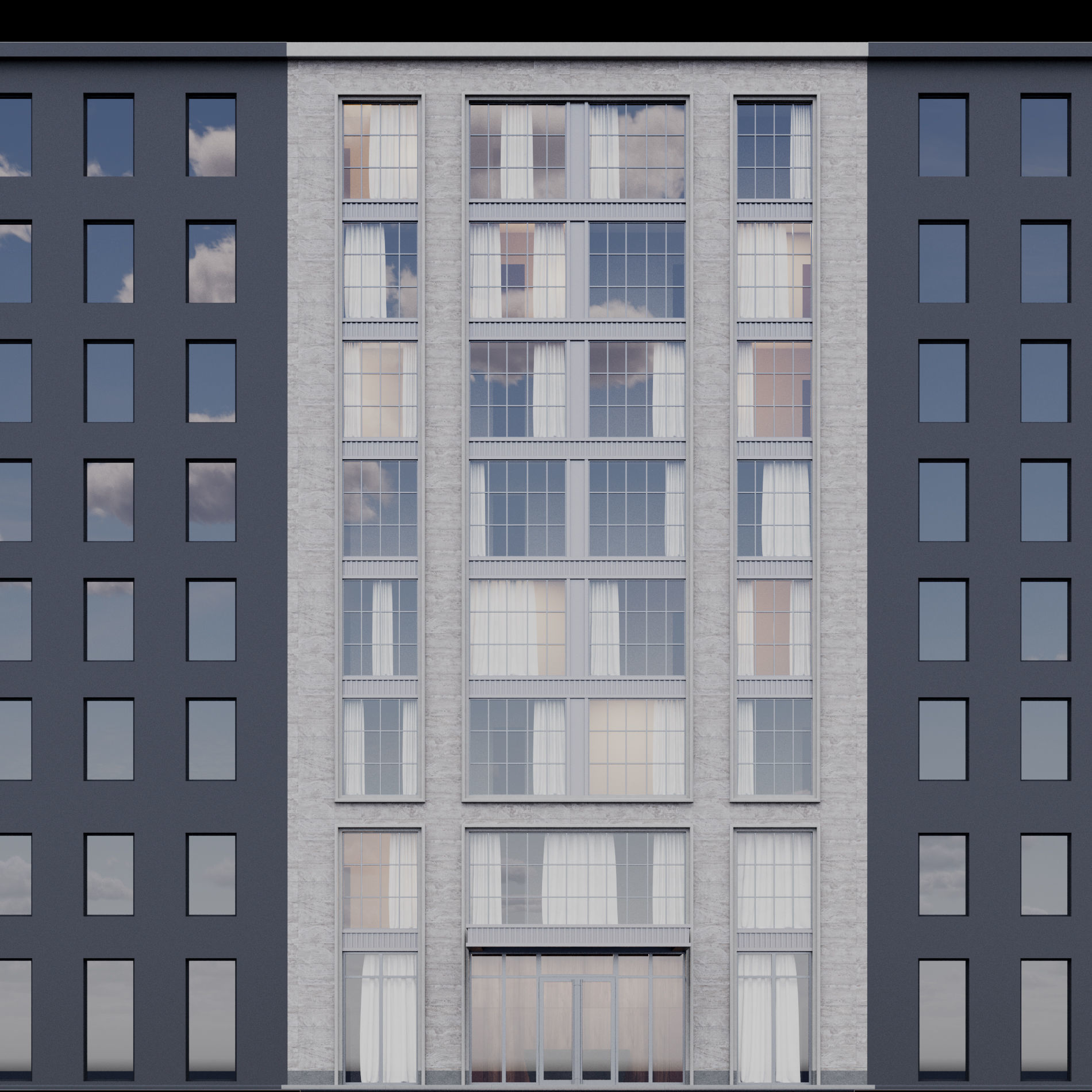 Modern building fasade 10 3D model_1