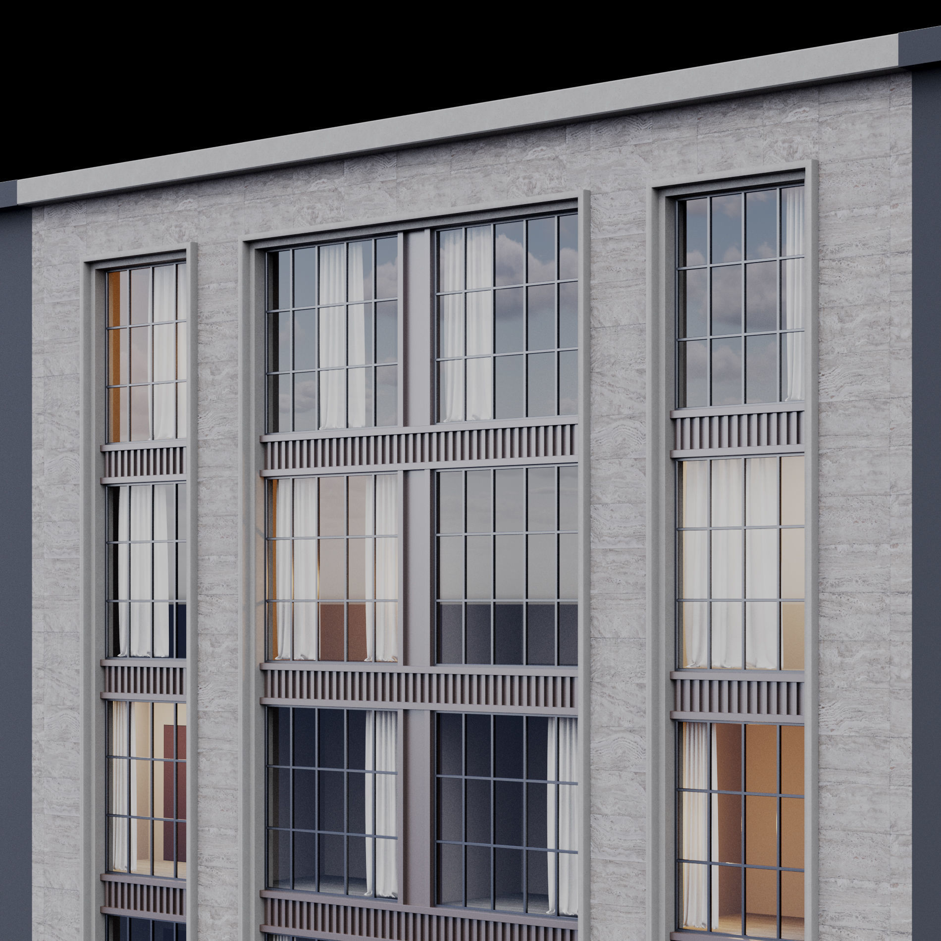 Modern building fasade 10 3D model_8