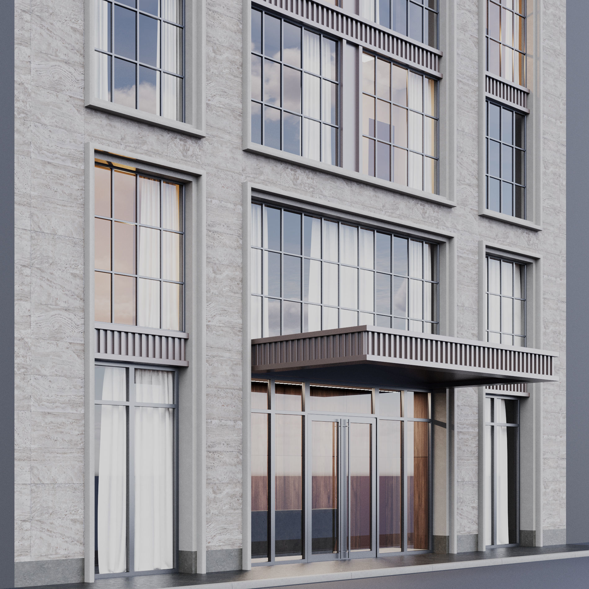 Modern building fasade 10 3D model_5