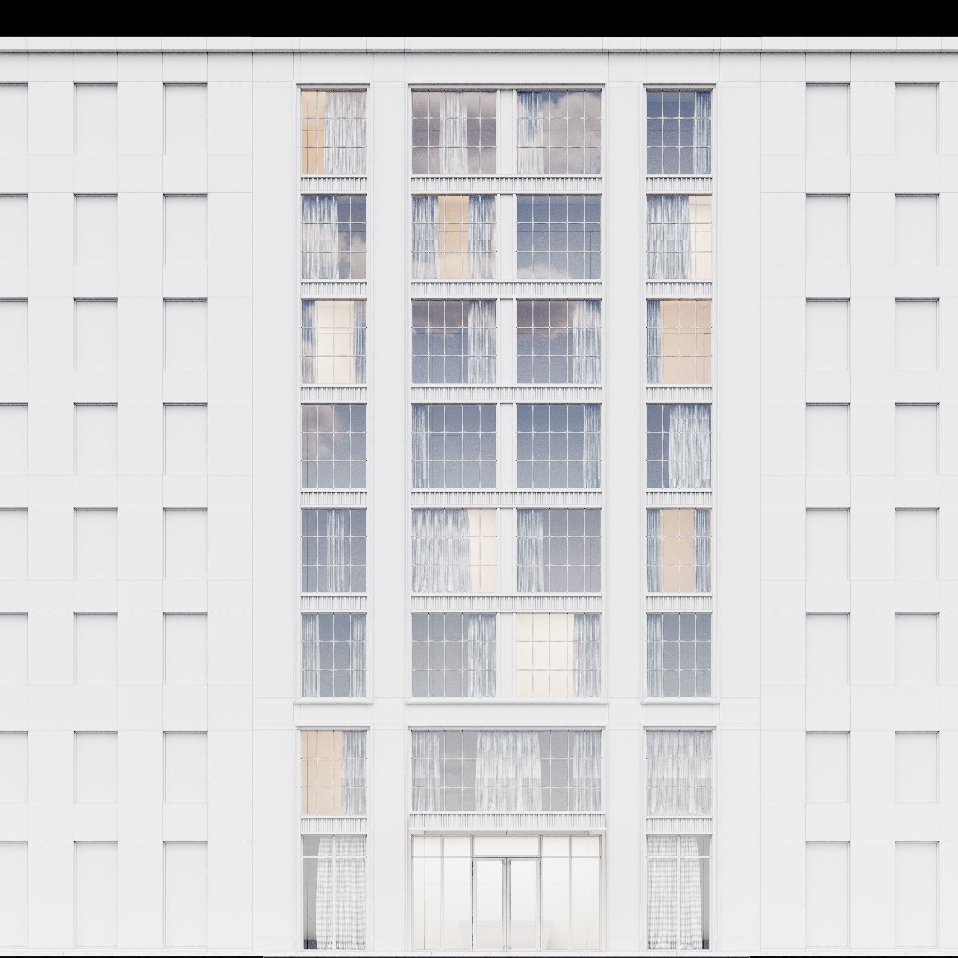 Modern building fasade 10 3D model_2