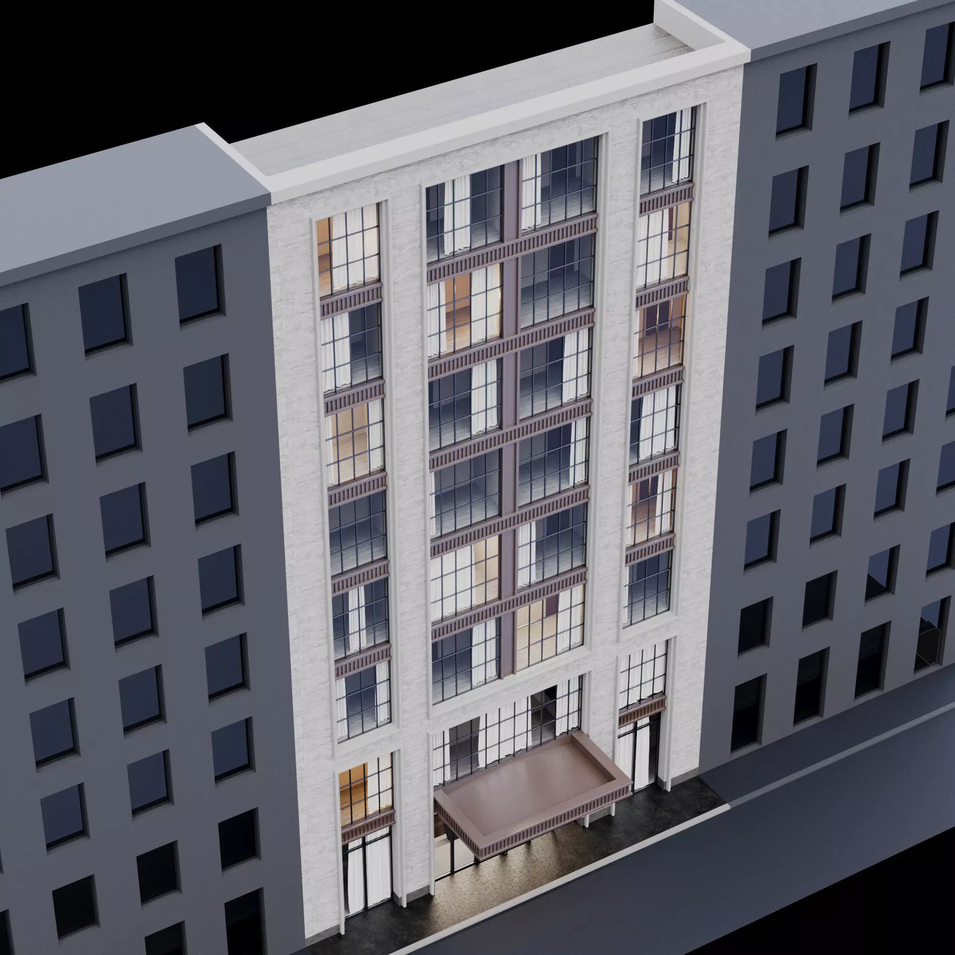 Modern building fasade 10 3D model_0