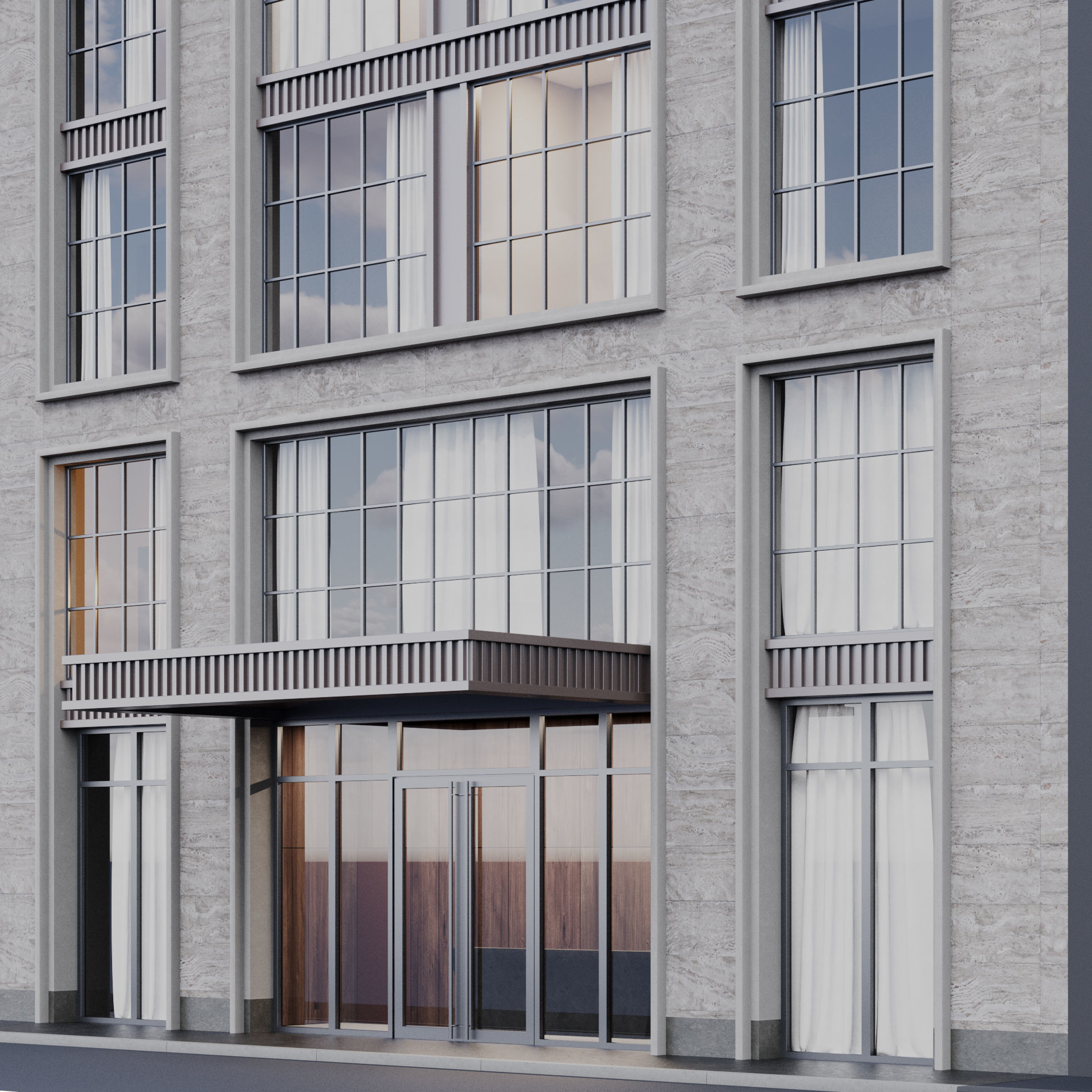 Modern building fasade 10 3D model_9