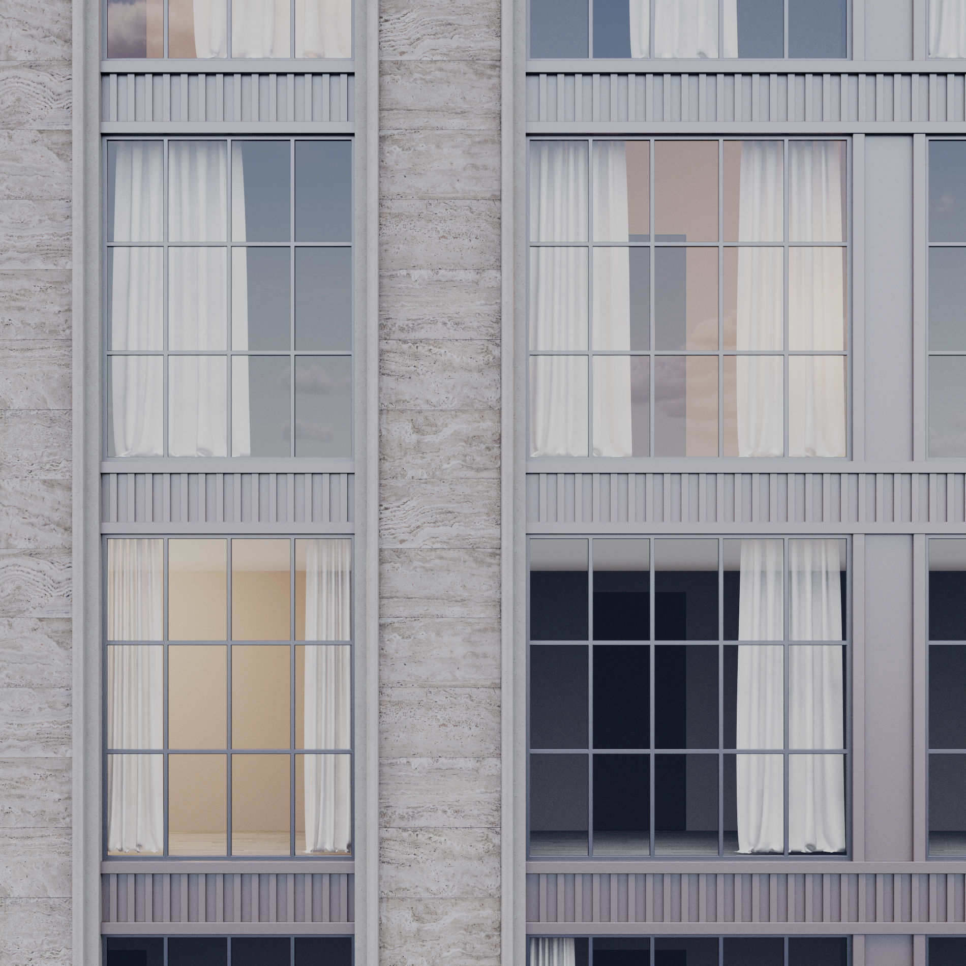 Modern building fasade 10 3D model_7