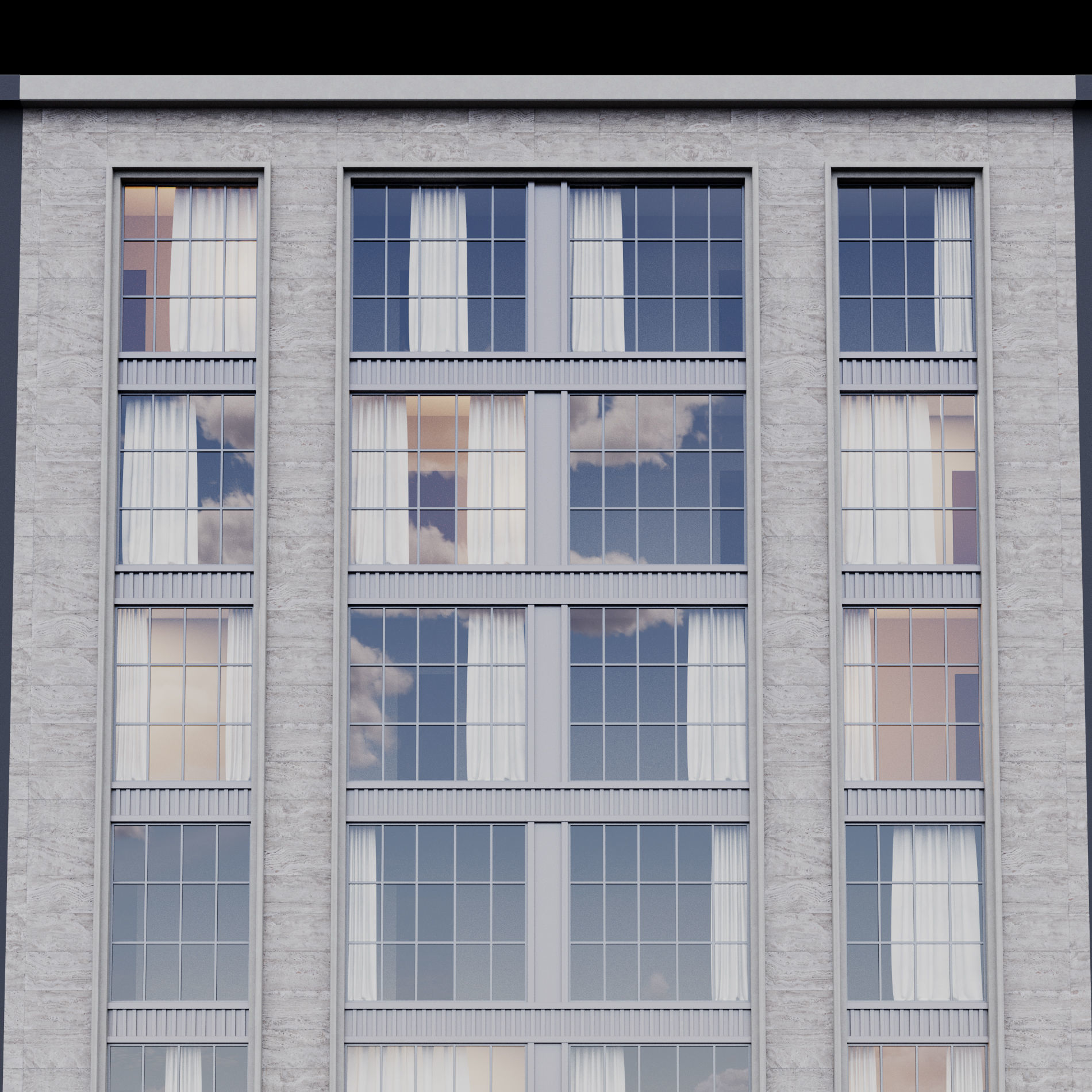 Modern building fasade 10 3D model_4