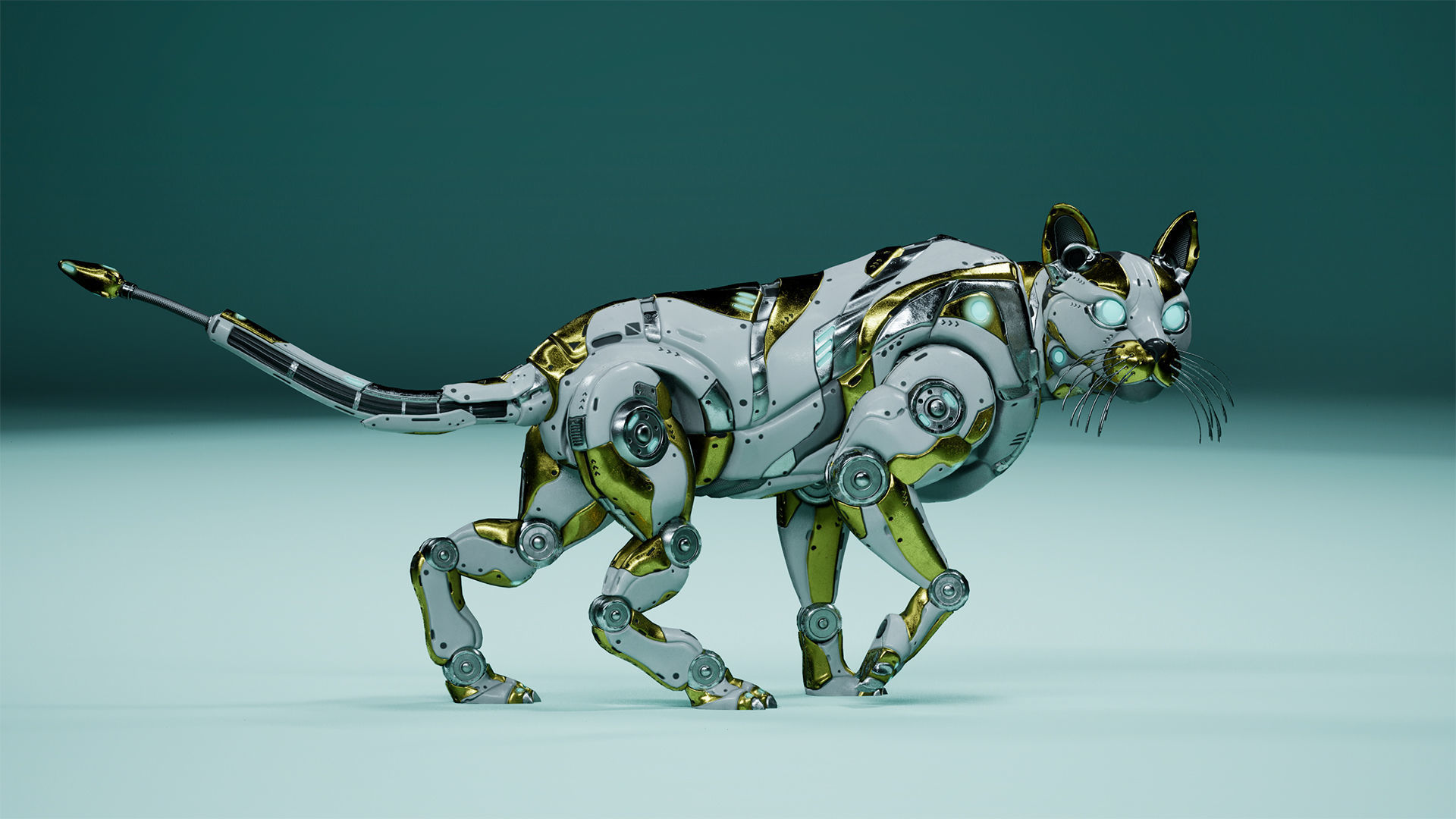 Sci-Fi Cat Low-poly 3D model_11