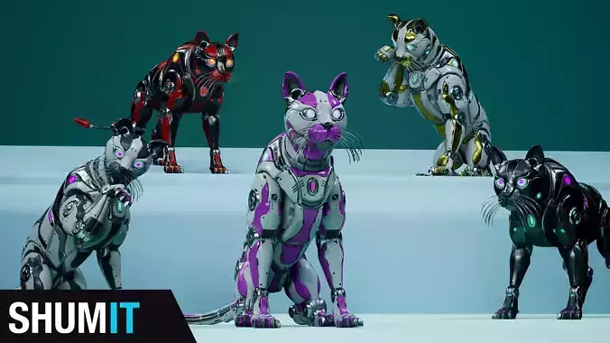 Sci-Fi Cat Low-poly 3D model