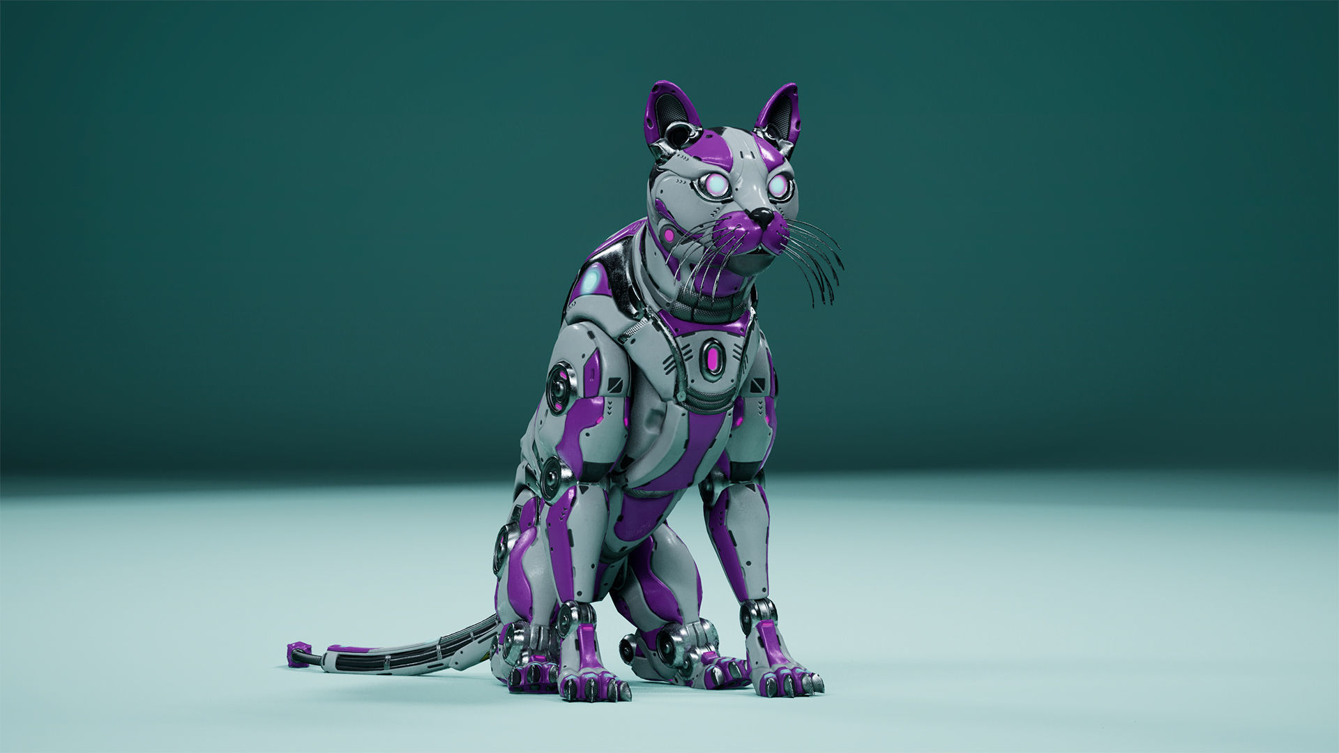 Sci-Fi Cat Low-poly 3D model_9