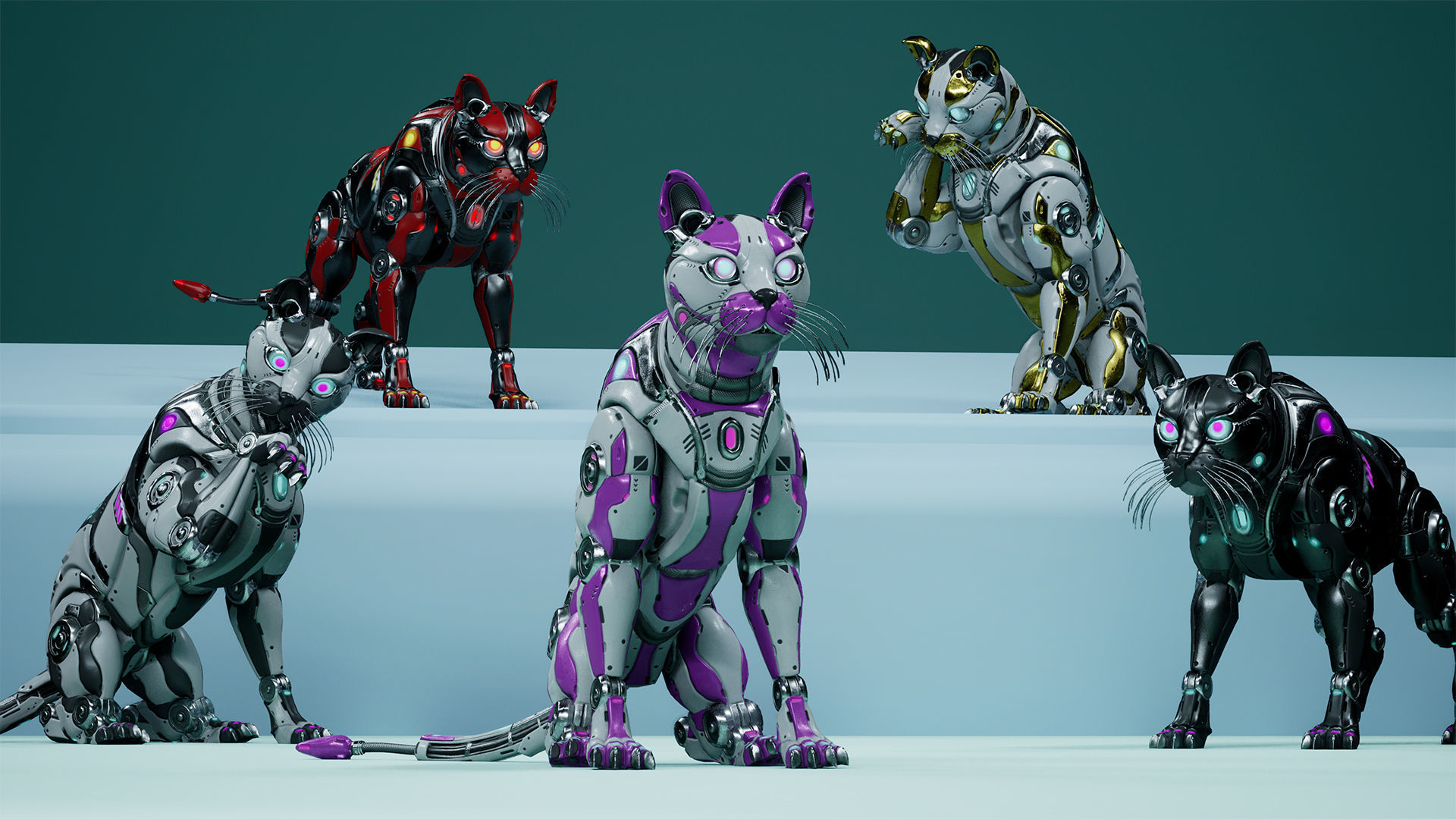 Sci-Fi Cat Low-poly 3D model_10