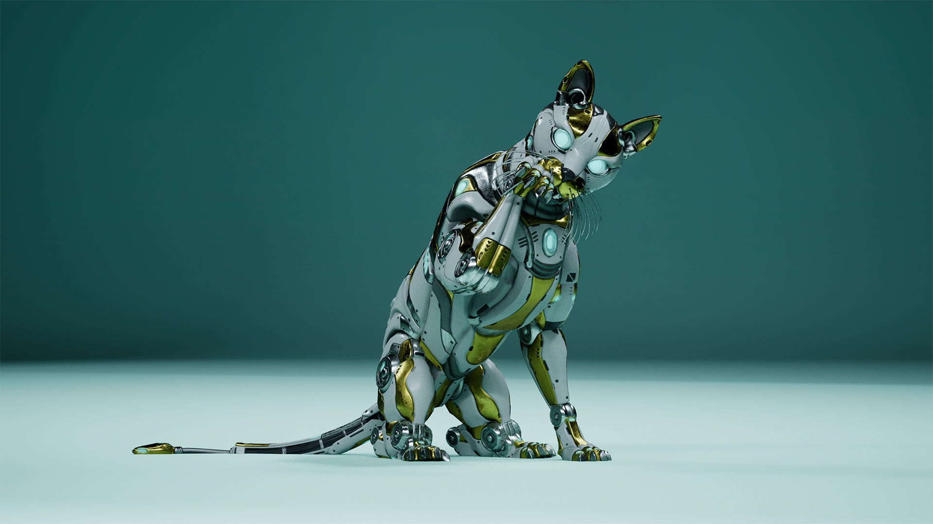 Sci-Fi Cat Low-poly 3D model_12