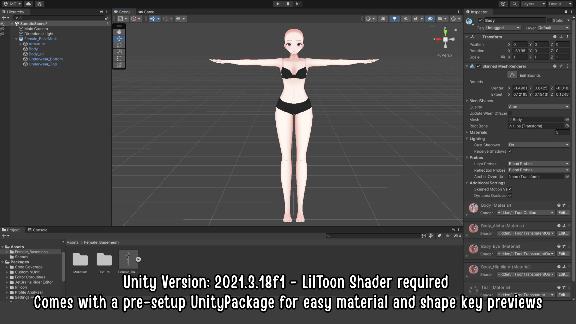 Anime Female Base Mesh 3D model_7