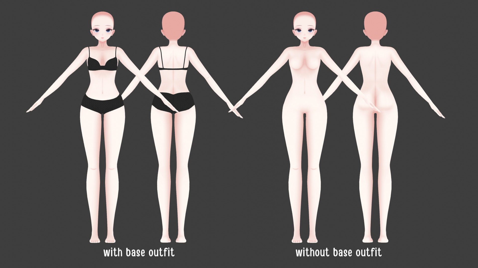 Anime Female Base Mesh 3D model_2