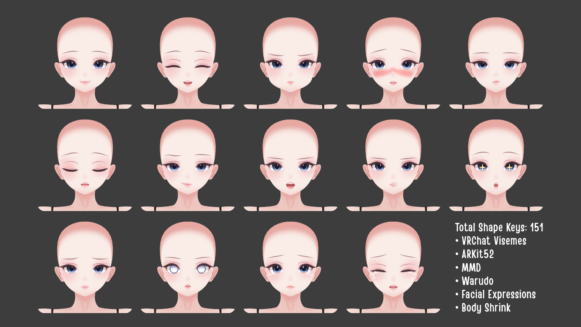 Anime Female Base Mesh 3D model_4