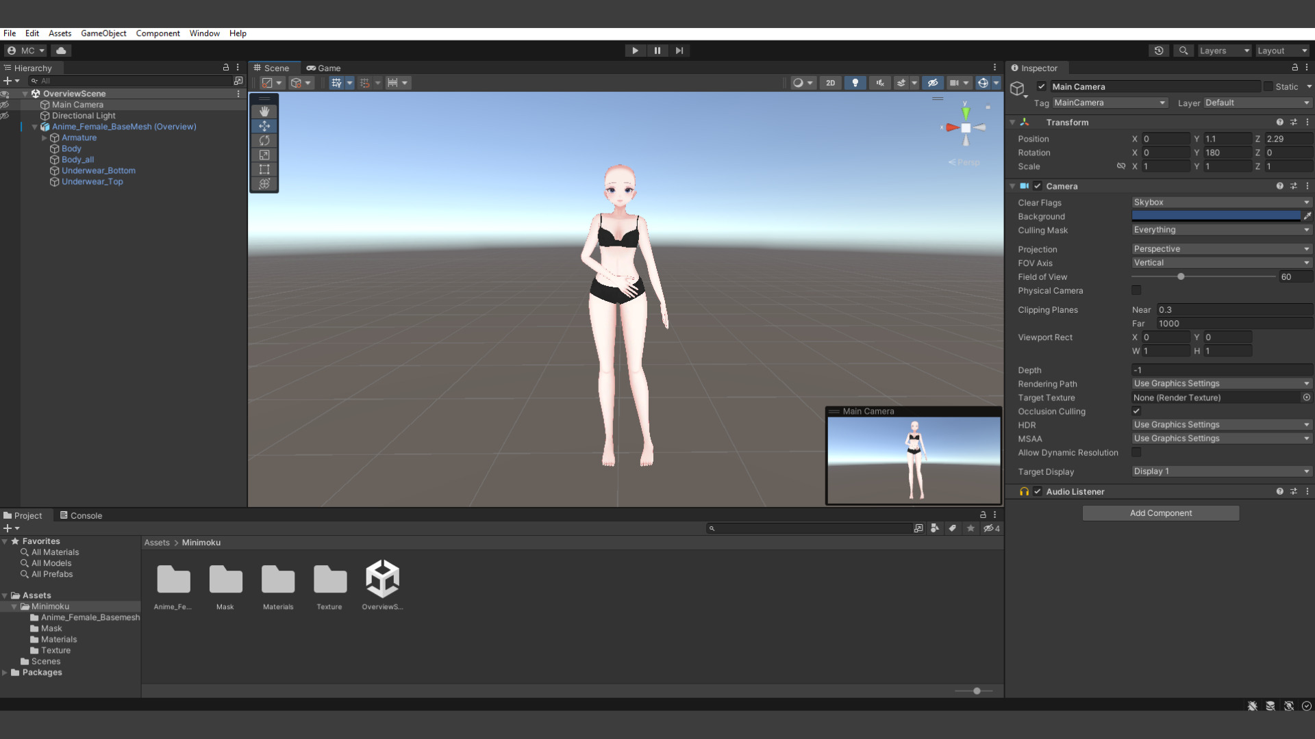 Anime Female Base Mesh 3D model_8