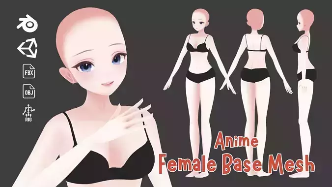 Anime Female Base Mesh 3D model