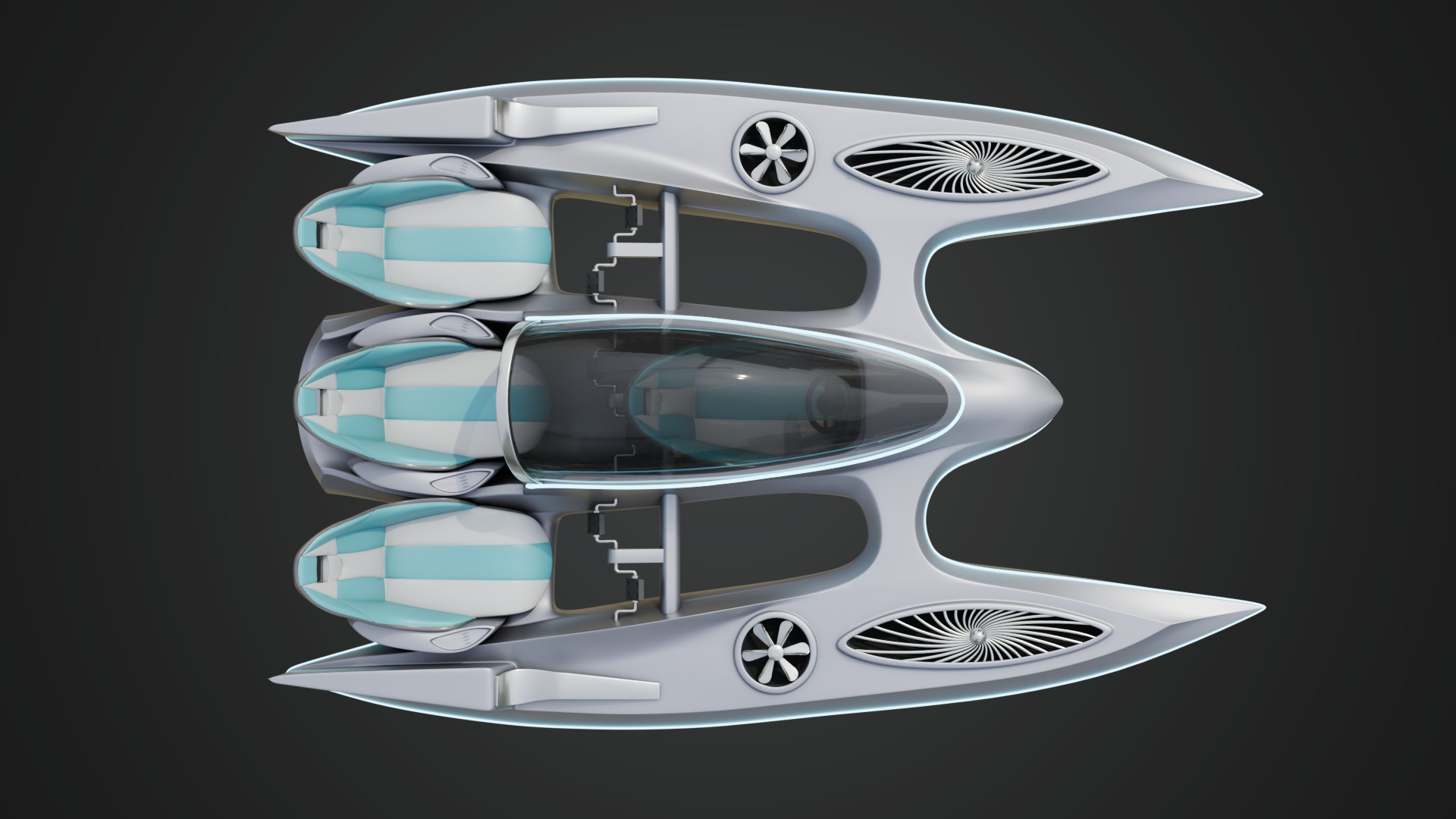 Aerodynamic Multi-Person Pedal Boat 3D model_8